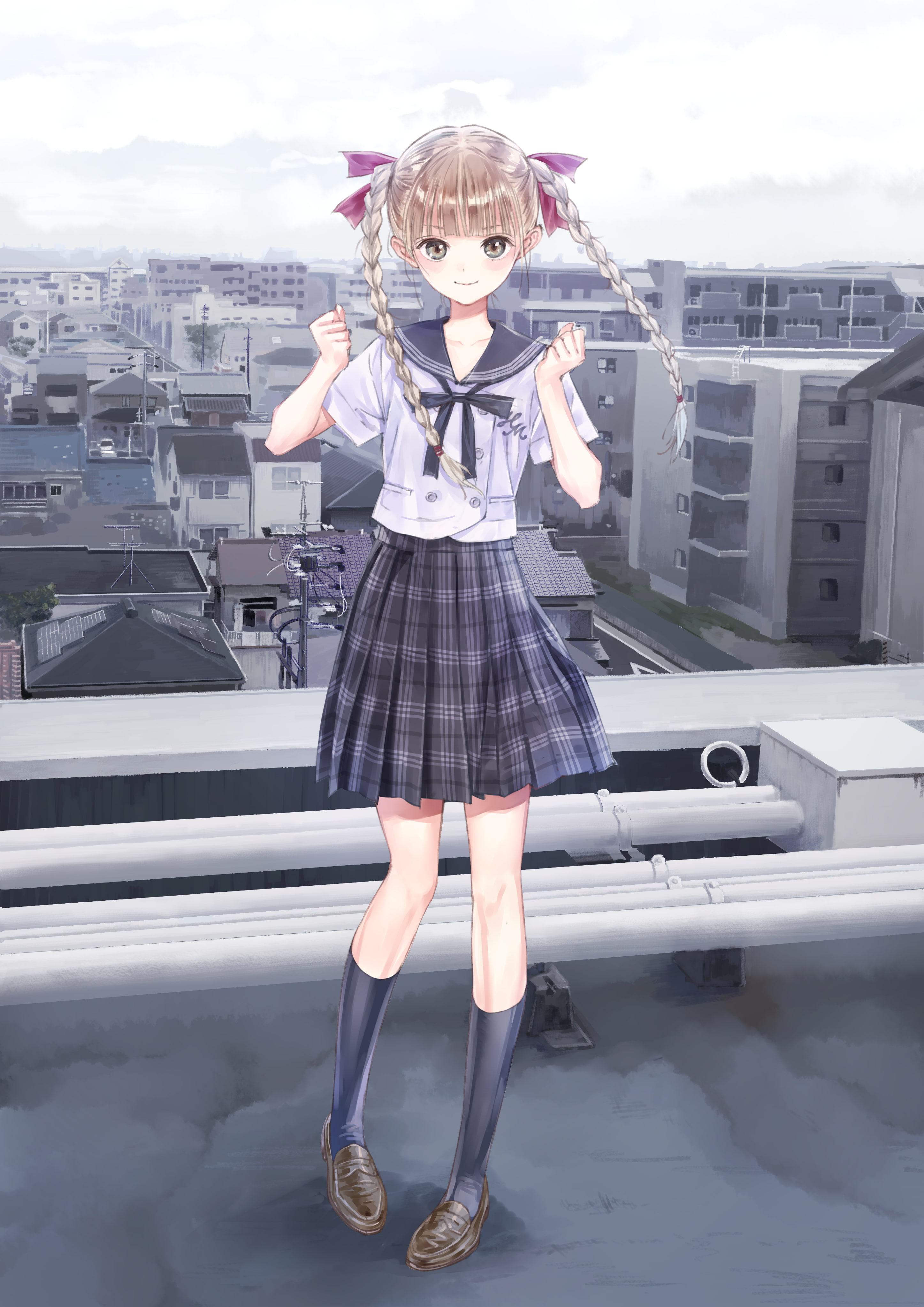 anime games, portrait, blue reflection, looking at camera, full length, day, real people, hair, beautiful woman, clothing, architecture, jrpg, fashion, Phone HD Wallpaper