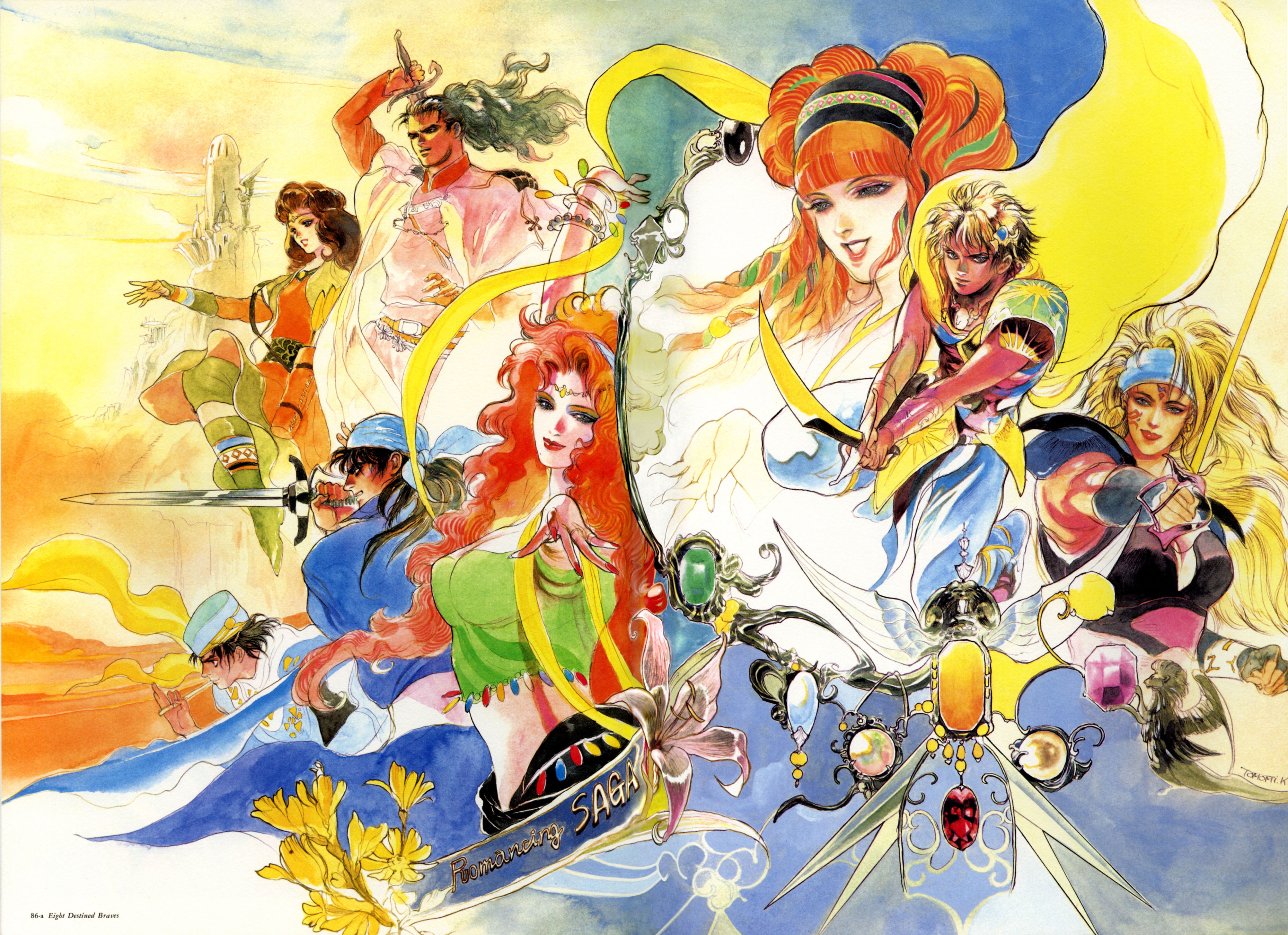 illustration, JRPGs, drawing, Square Enix, 4K, game poster, Romancing SaGa, artwork, HD Wallpaper