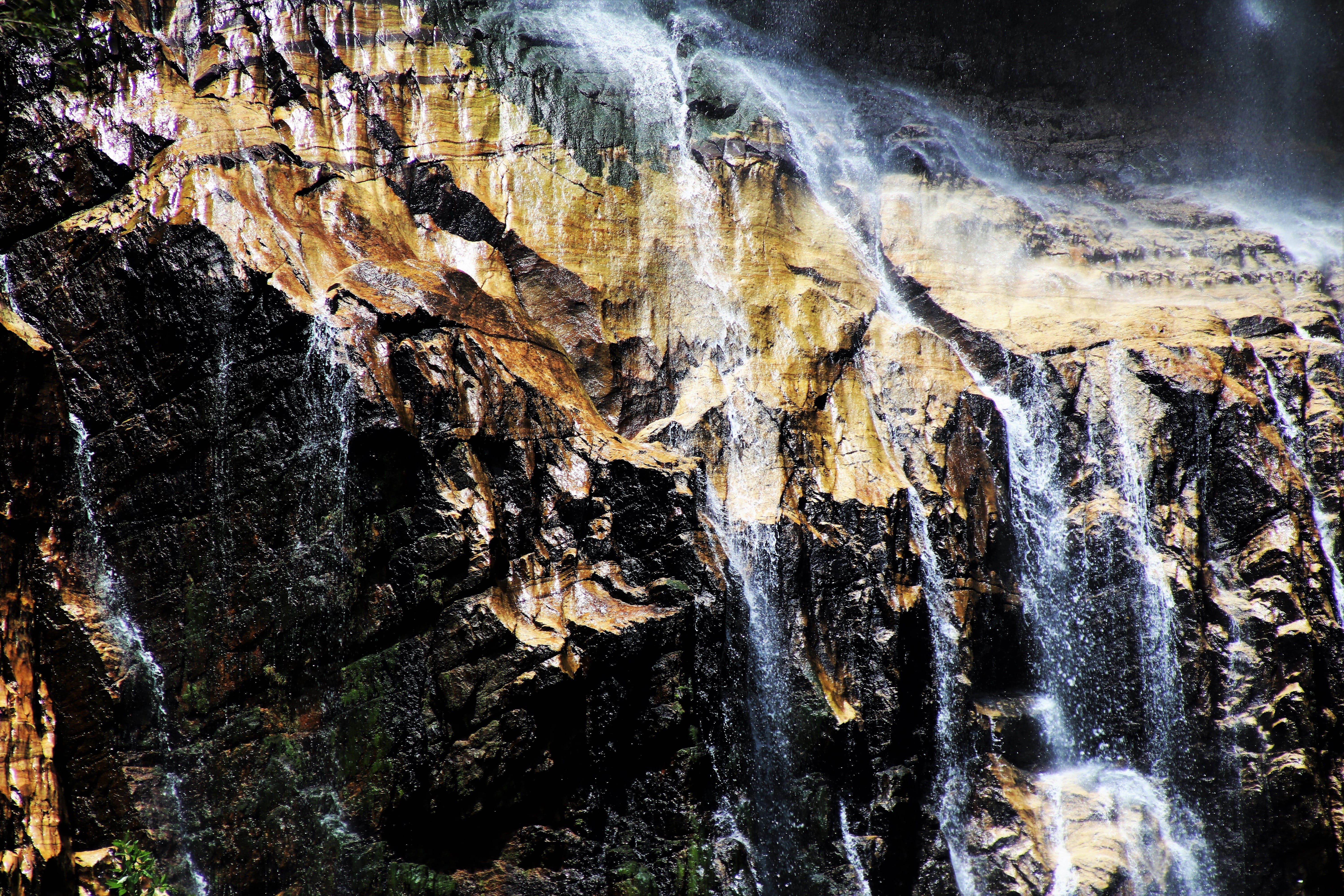 non-urban scene, no people, no one, day, textured, rock formation, waterfall, solid, tranquility, traffic, beauty in nature, bark, 5K, tree, mountain, HD Wallpaper