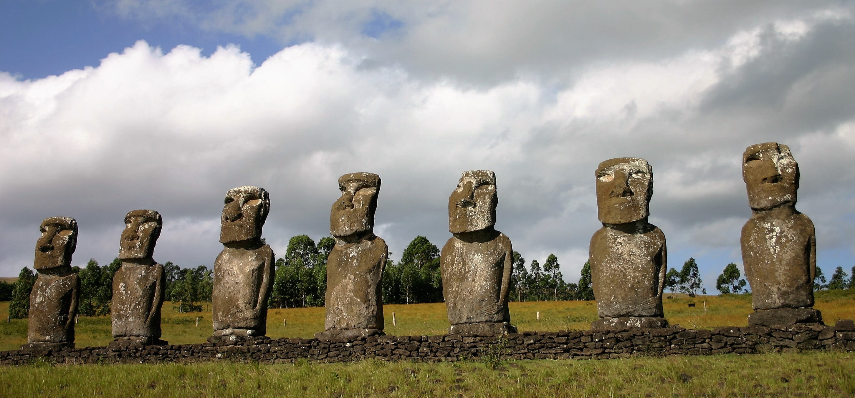 day, statue, solid, cloud - sky, ancient, outdoors, Mohai, art and craft, history, sky, archaeology, Easter Island, sculpture, tombstone, no people, ancient civilization, HD Wallpaper