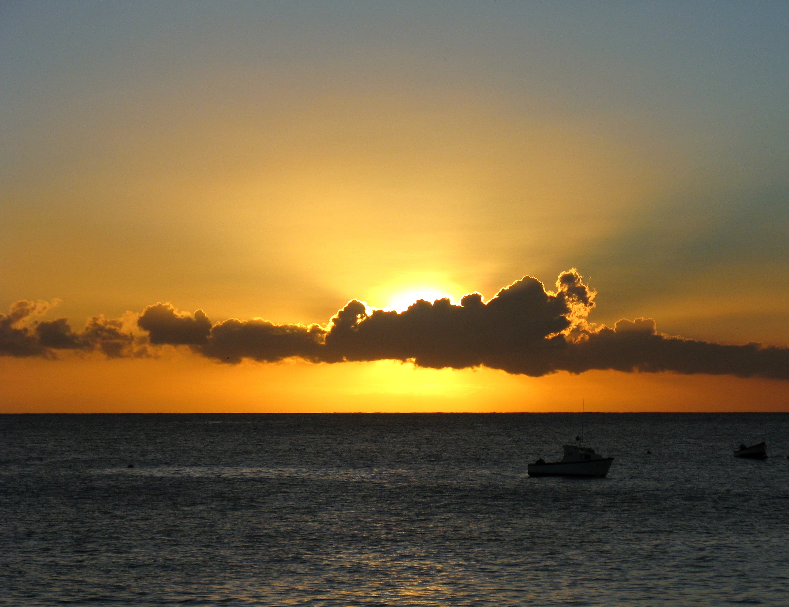 water, tranquility, mode of transportation, nautical vessel, horizon, horizon over water, silhouette, sky, idyllic, barbados, waterfront, sun, photography, HD Wallpaper