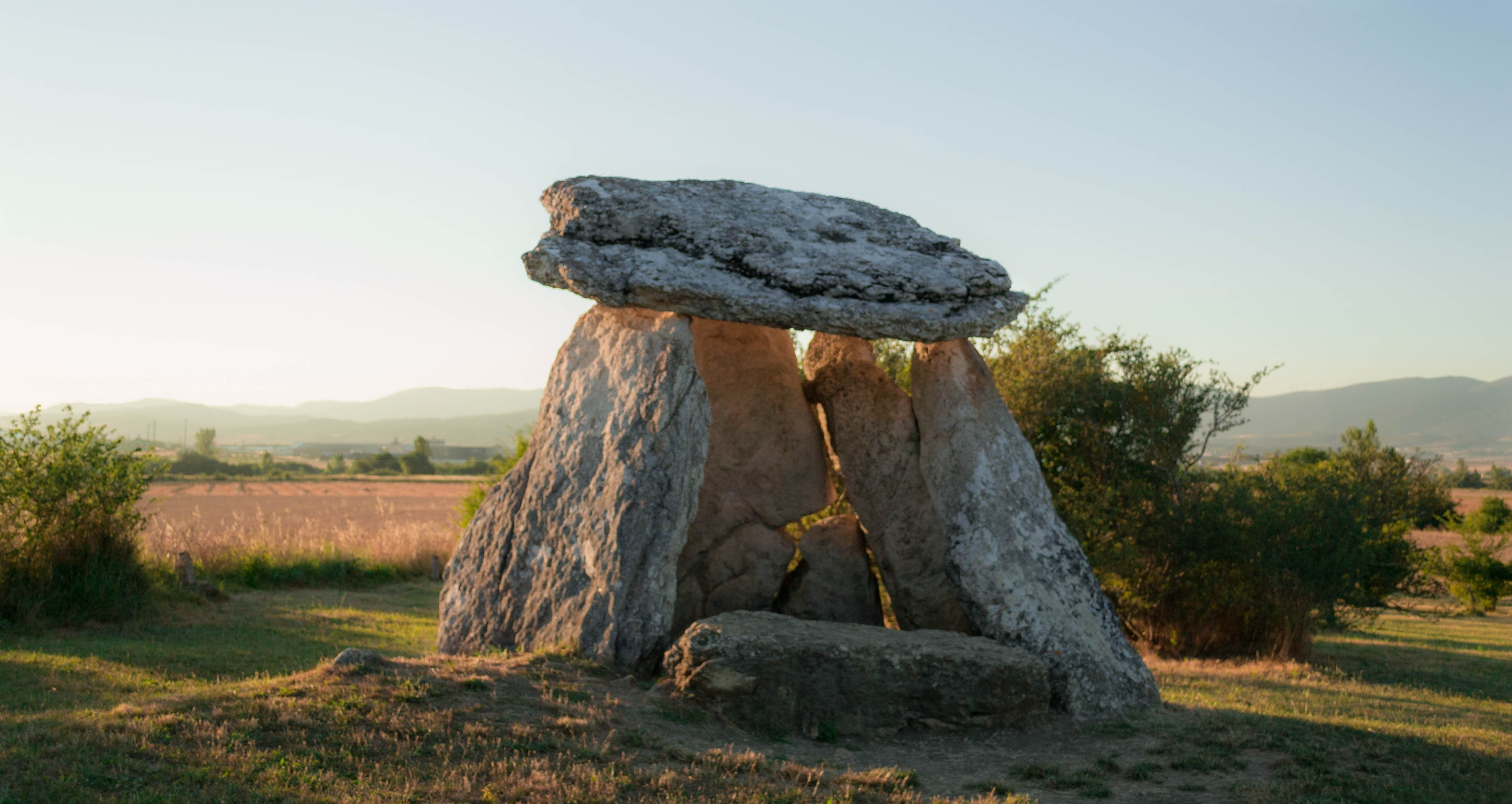 4K, rock, day, no people, grass, tree, sky, landscape, nature, scenics - nature, field, clear sky, plant, the past, ancient civilization, sunset, rock - object, HD Wallpaper