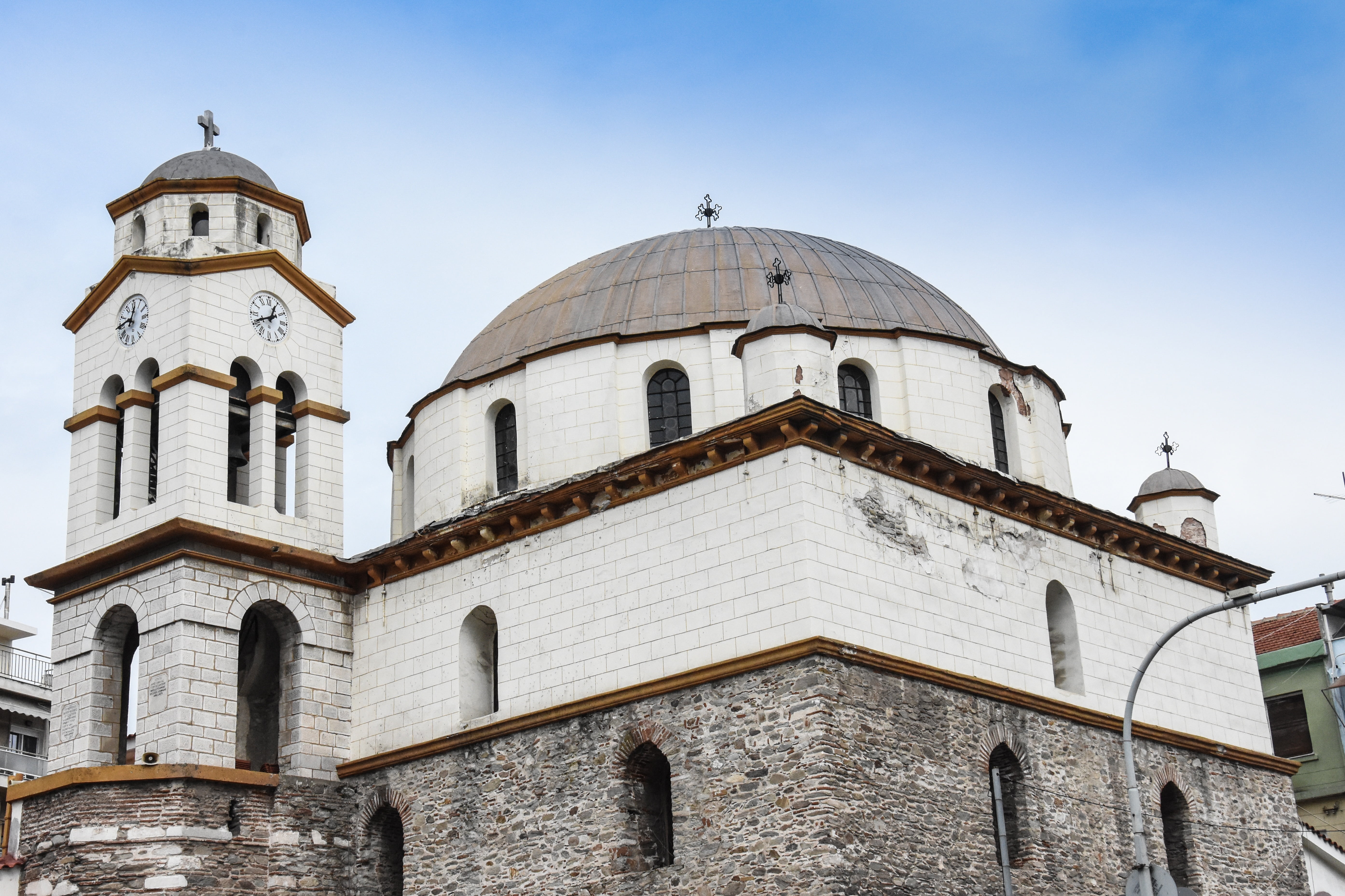 low angle view, belief, tower, outdoor, sky, mediterranean, architecture, built structure, mythology, destination, church, day, tourism, macedonia, ancient, HD Wallpaper