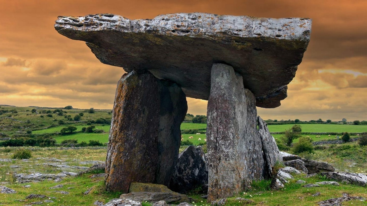 rock, the past, nature landscape dolmen stone ireland prehistoric archeology grass clouds hill, non-urban scene, plant, history, sky, dramatic sky, woodland, HD Wallpaper