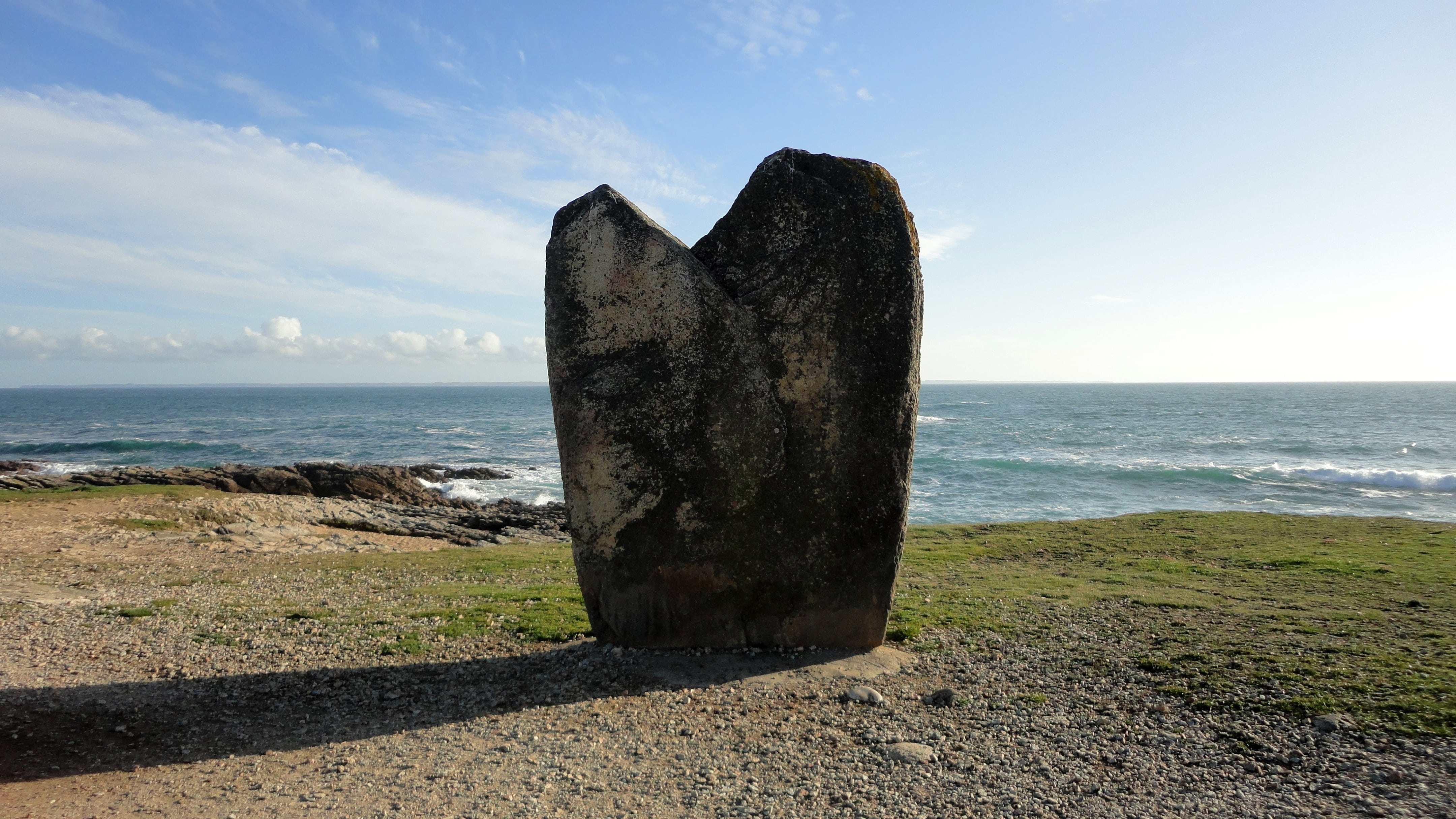 solid, no people, outdoors, sunlight, tranquility, horizon over water, travel destinations, beach, celtic, land, scenics - nature, menhir, sea, nature, HD Wallpaper