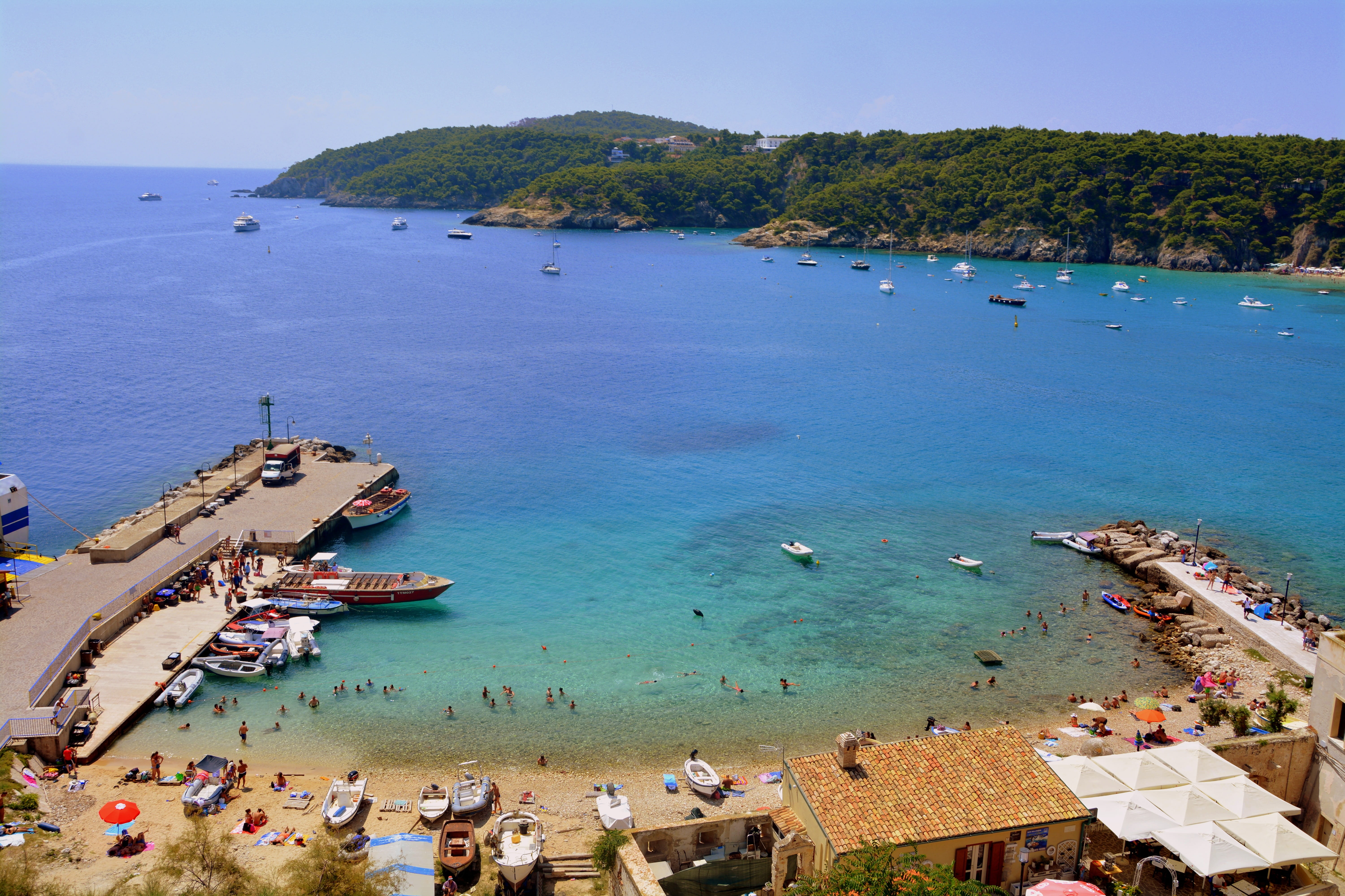 sky, sea, puglia, water, land, outdoors, trip, vacations, boats, crowd, travel, tremiti islands, day, scenics - nature, high angle view, nature, beach, HD Wallpaper