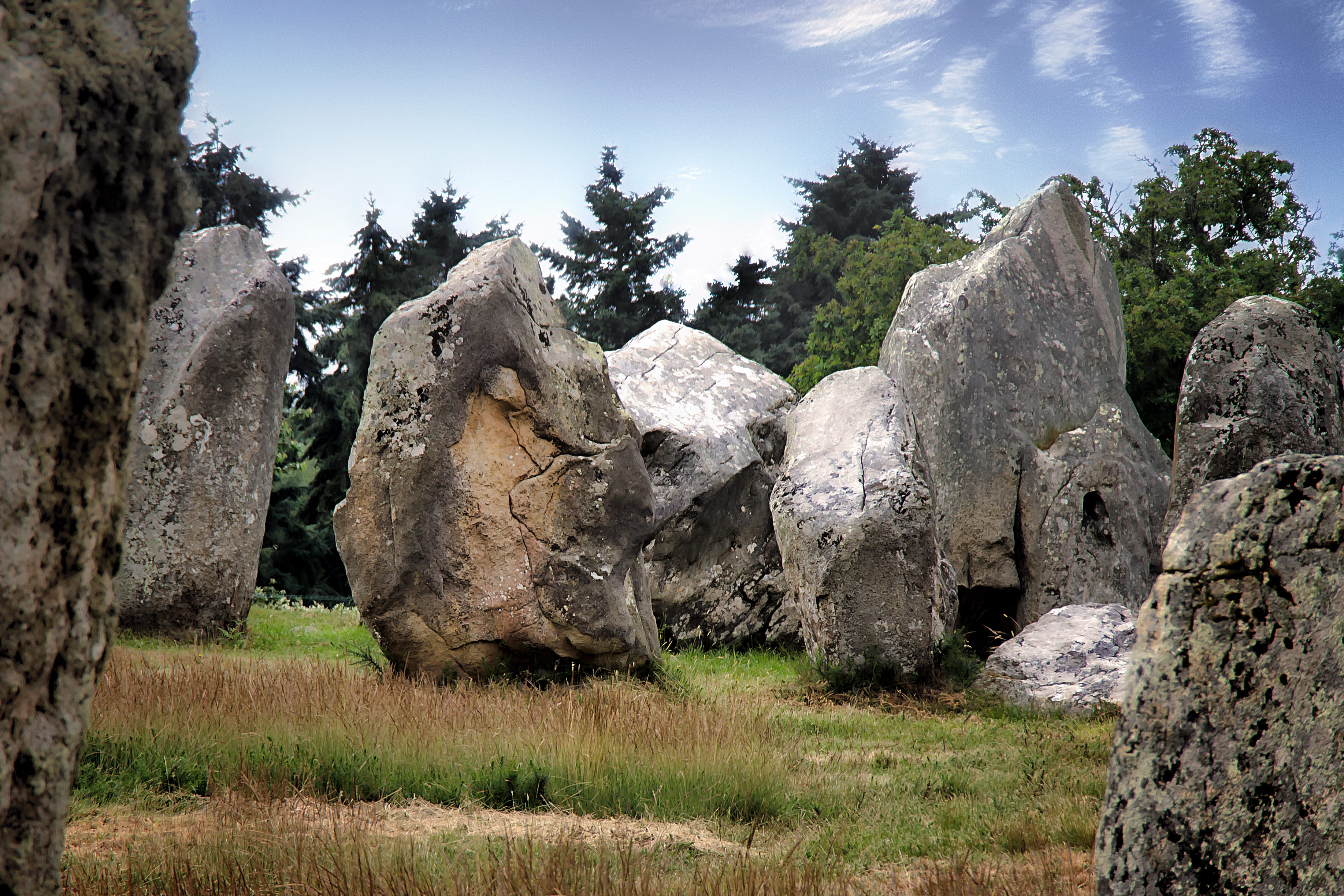 rock - object, ancient, grass, carnac, rock formation, rock, outdoors, ancient civilization, archaeology, plant, cloud - sky, sky, day, scenics - nature, HD Wallpaper