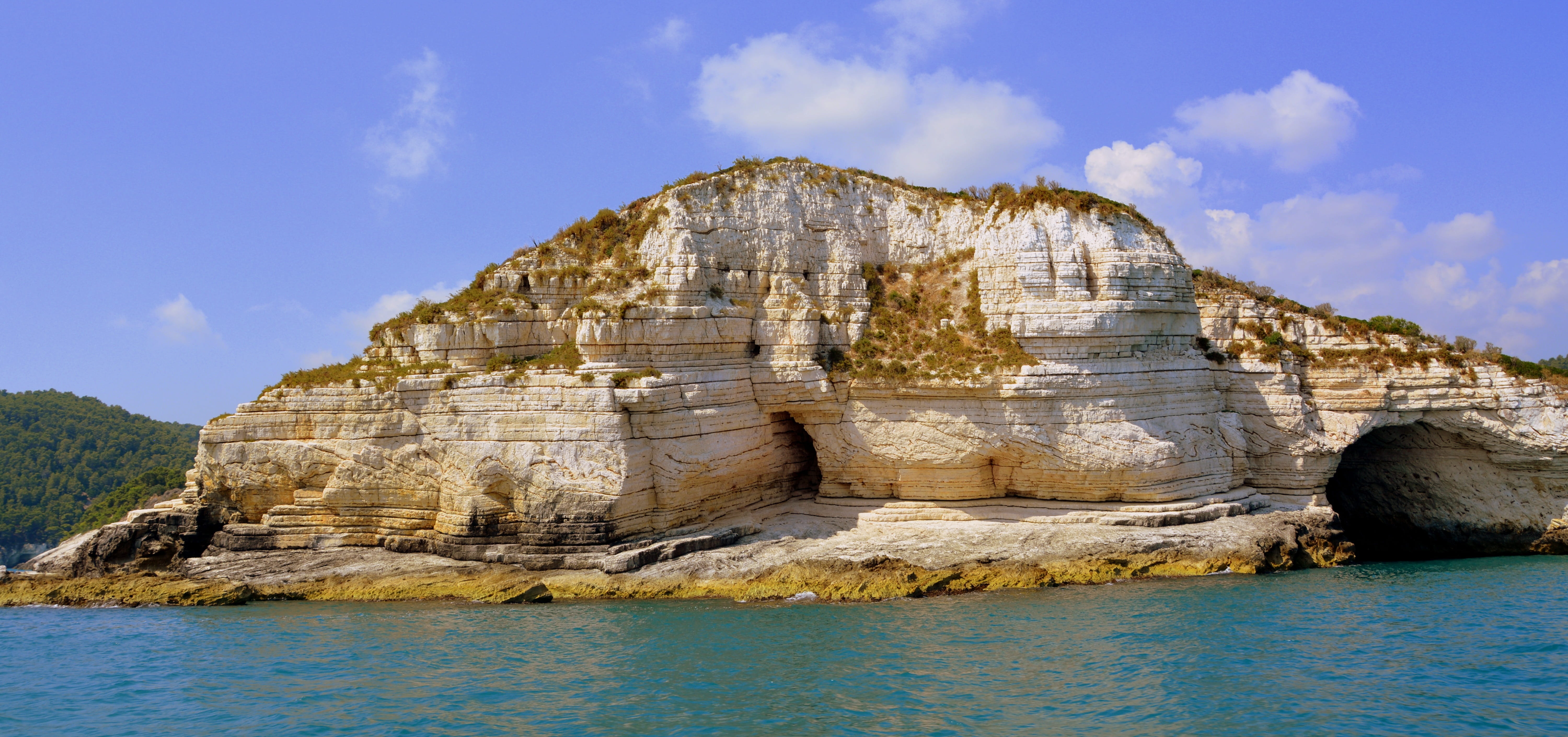 sea, scenics - nature, no people, rock - object, beauty in nature, day, sky, cliff, blue, cloud - sky, travel destinations, nature, puglia, outdoors, gargano, HD Wallpaper