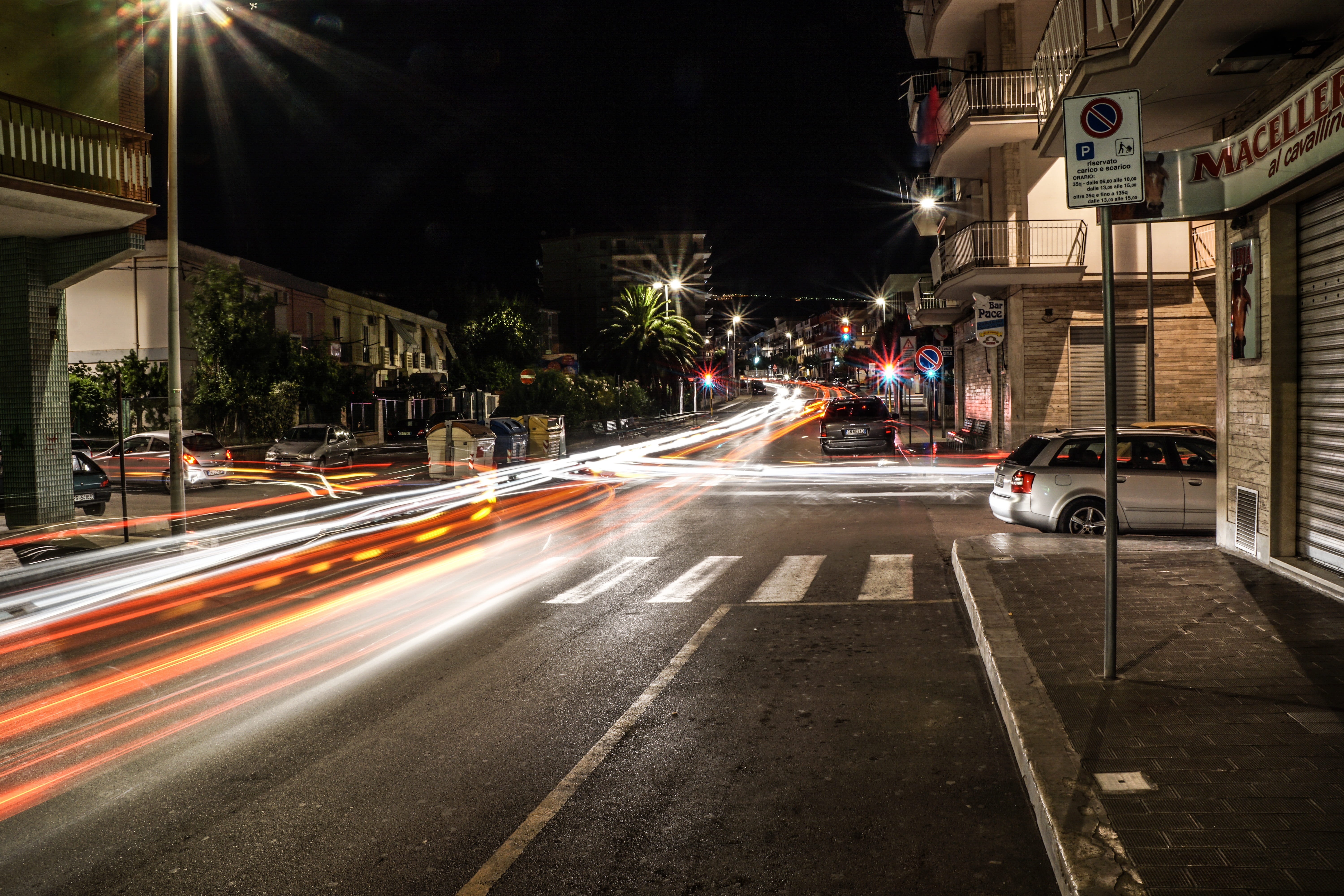 5K, Night, illuminated, light, outdoors, city street, holiday, vehicle light, architecture, motor vehicle, street, light trail, mode of transportation, HD Wallpaper