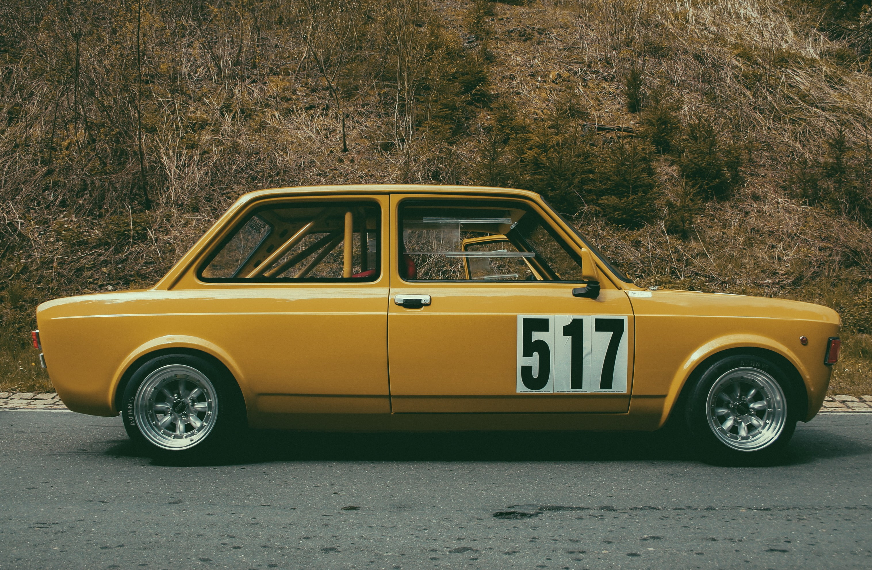 2K, vintage, sports car, yellow cars, Fiat 128, HD Wallpaper
