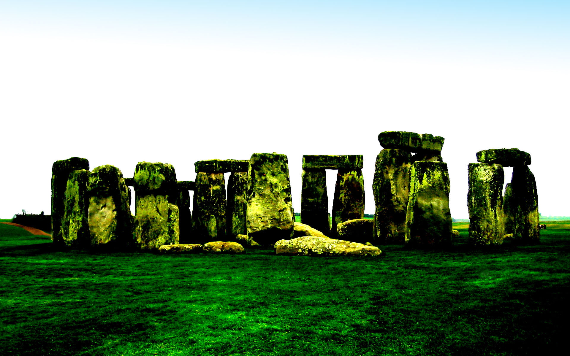 history, ancient, grass, england, clear sky, adobephotoshopcs, land, solid, henge, green, environment, stone, plant, archaeology, architecture, ancient civilization, HD Wallpaper