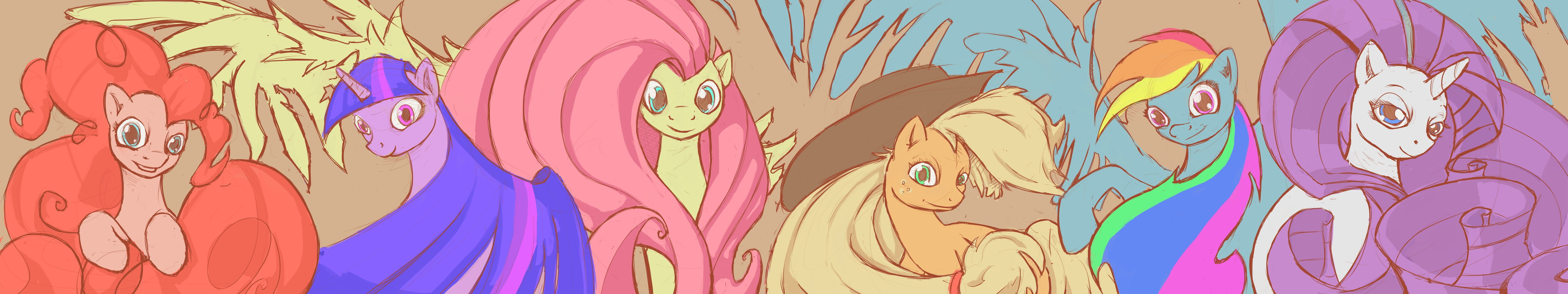 monitors, triple, kids, cartoon, childs, screen, little, mon, petit, pouliche, petite, multi, enfants, pony, poney, 5K, multiple, HD Wallpaper