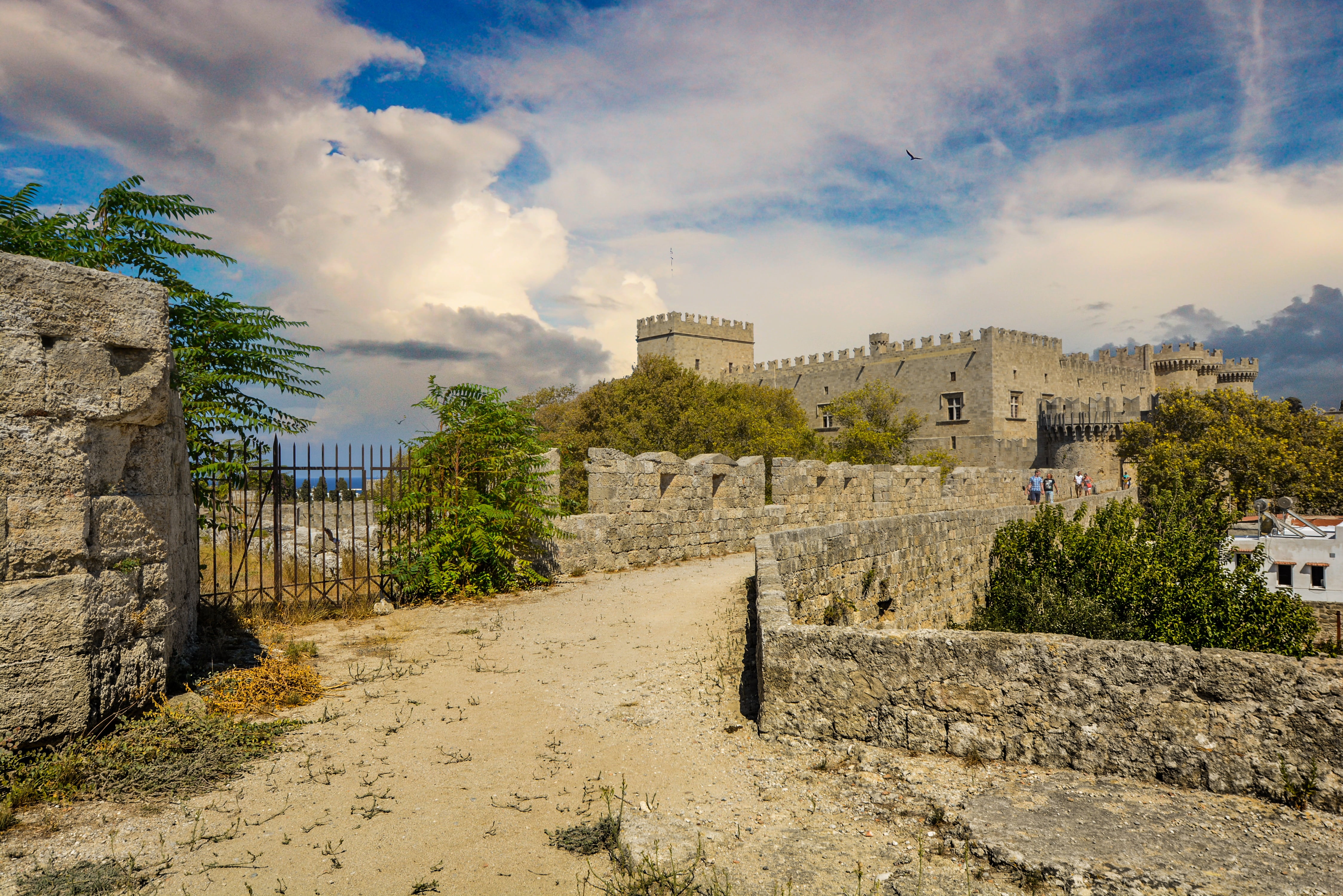 no people, rhodes, castle, the way forward, town, scenic, old, ancient civilization, europe, island, stone Material, tourism, walls, direction, ancient, HD Wallpaper