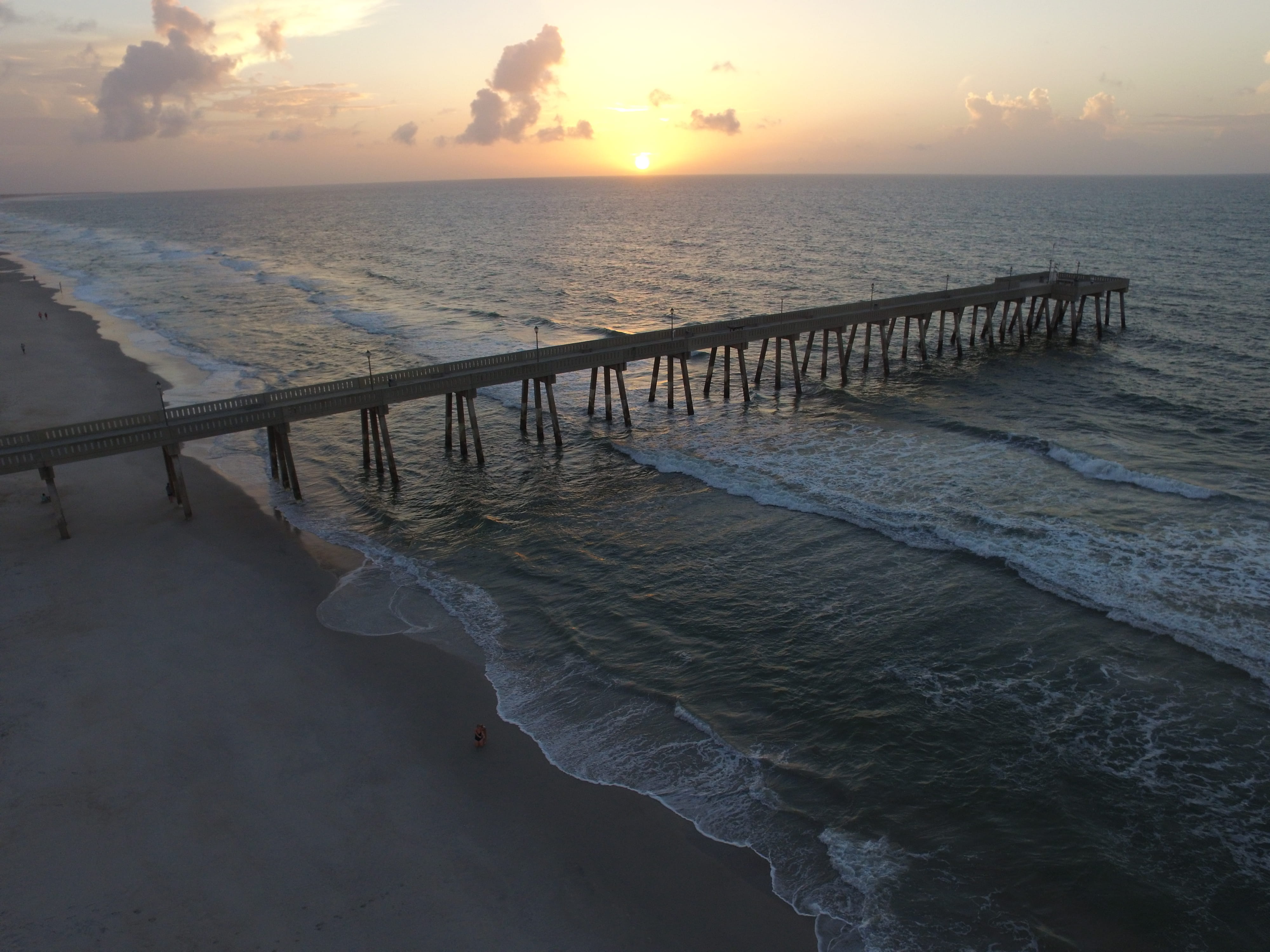 beach, scenics - nature, beauty in nature, 4K, arial, idyllic, sea, drone, horizon over water, united states, tranquil scene, non-urban scene, sunset, HD Wallpaper