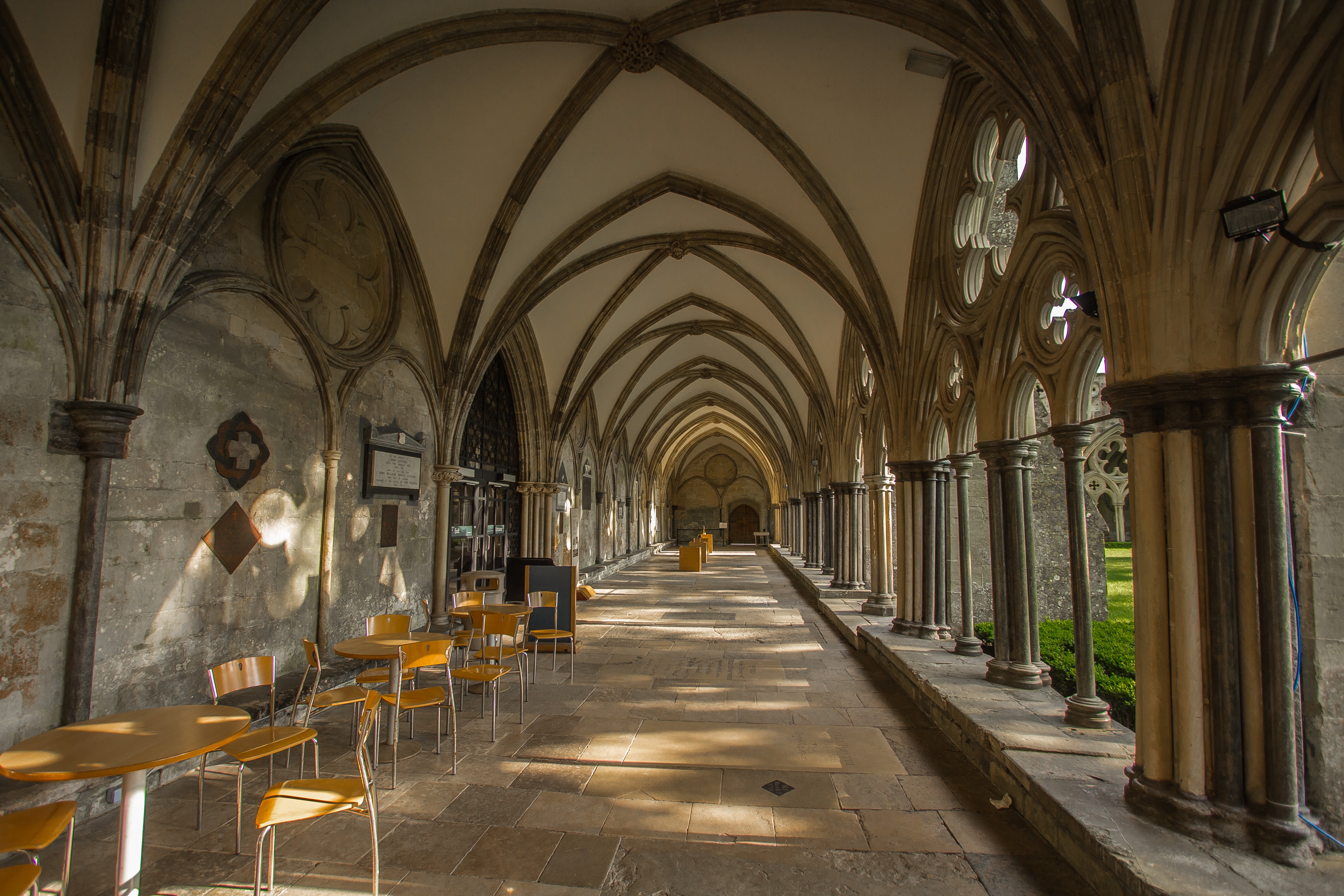 belief, church, salisbury, building, 5K, spirituality, monument, arch, religion, illuminated, arcade, ceiling, architectural column, seat, direction, built structure, HD Wallpaper