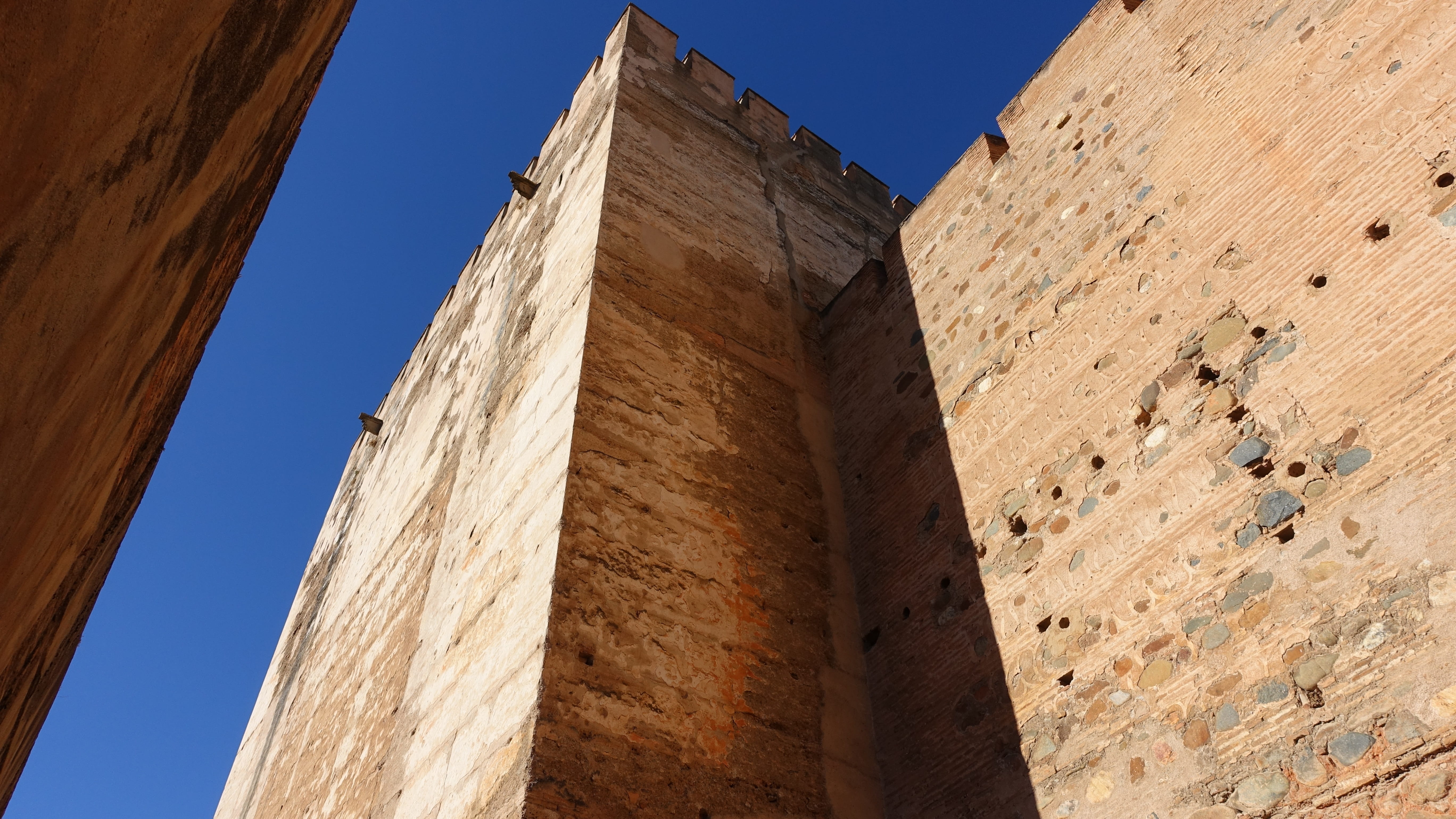 built structure, bella tower, clear sky, travel, low angle view, archaeology, ruined, no people, alhambra palace, day, tourism, spain, 5K, old, nature, HD Wallpaper
