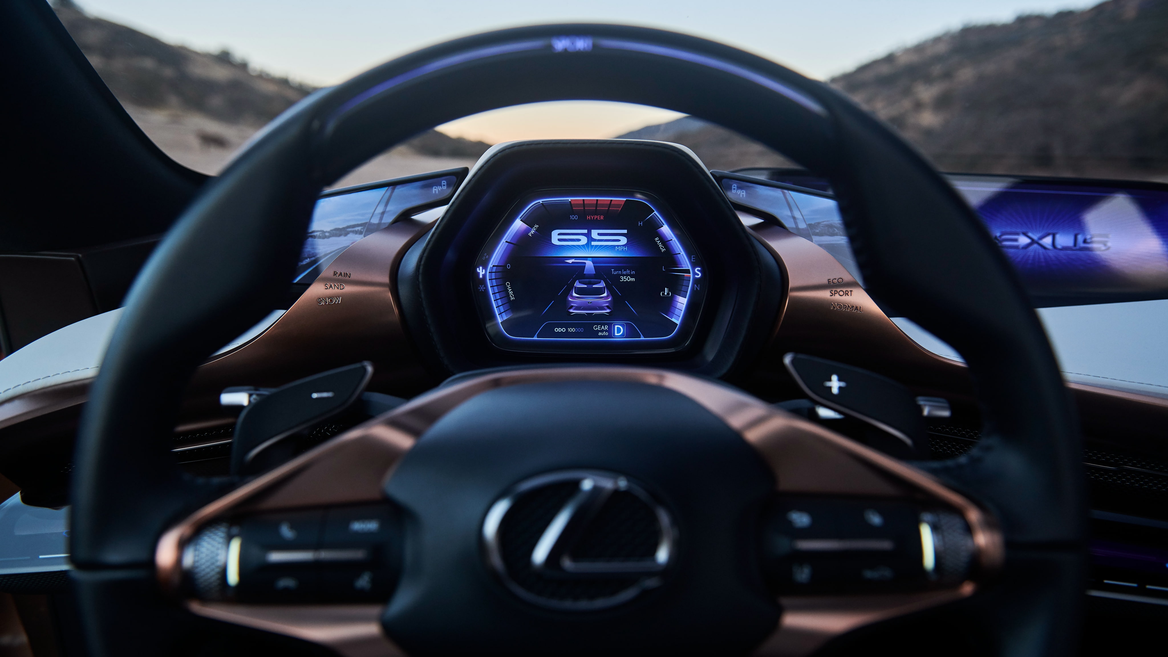 transportation, dashboard, 4K, travel, control panel, Interior, 4K, luxury, Lexus LF-1 Limitless, no people, steering wheel, speed, indoors, car, vehicle interior, HD Wallpaper