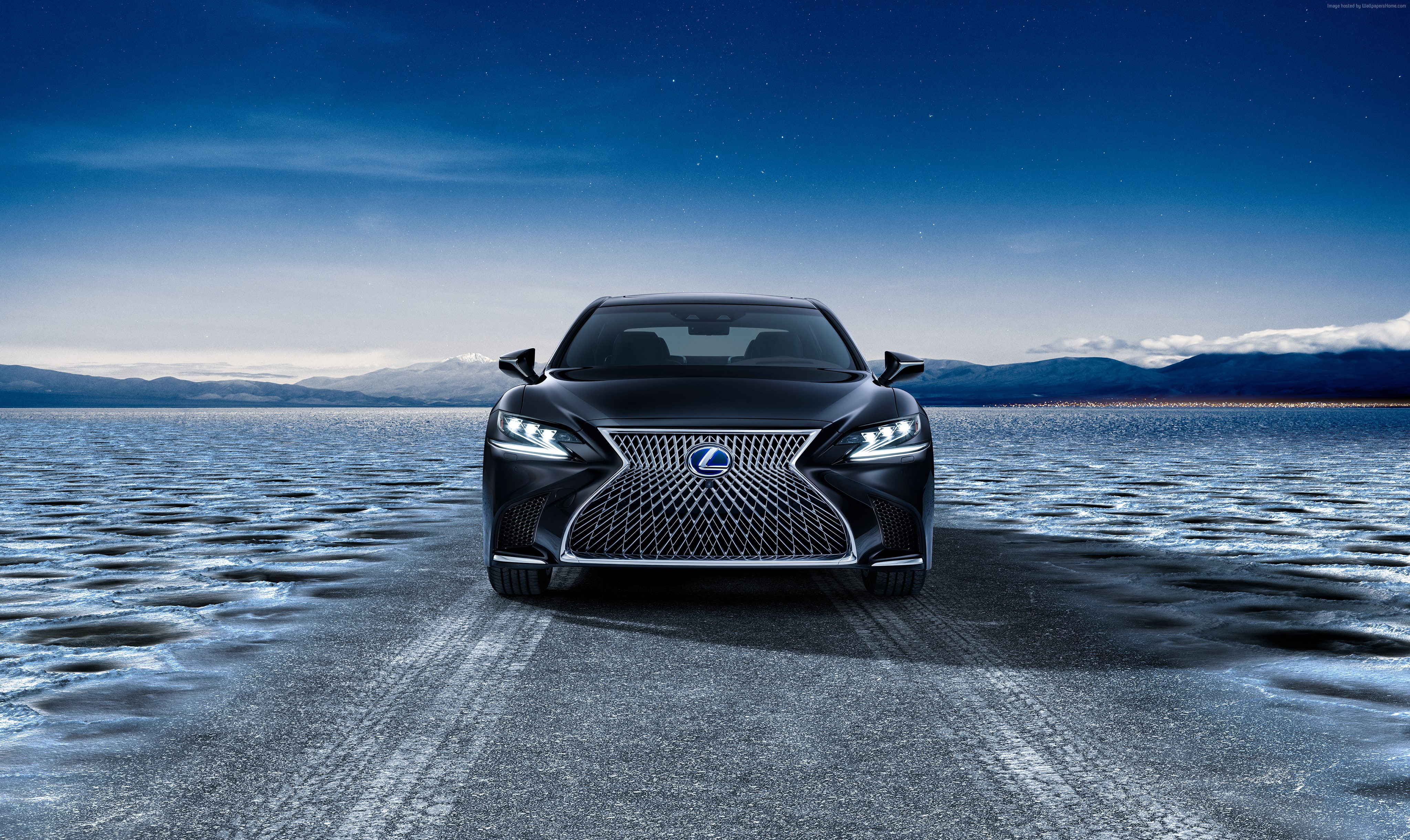 dusk, transportation, travel, sky, cloud - sky, winter, Lexus LC 500h, scenics - nature, snow, motor vehicle, blue, nature, 4K, star - space, mode of transportation, HD Wallpaper