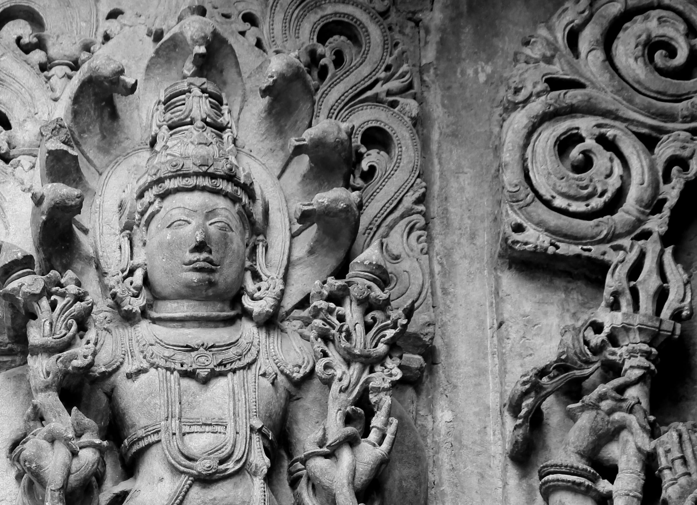 built structure, ancient temples, 1080P, human representation, statue, close-up, halebeedu, bas relief, no people, wall - building feature, karnataka, HD Wallpaper