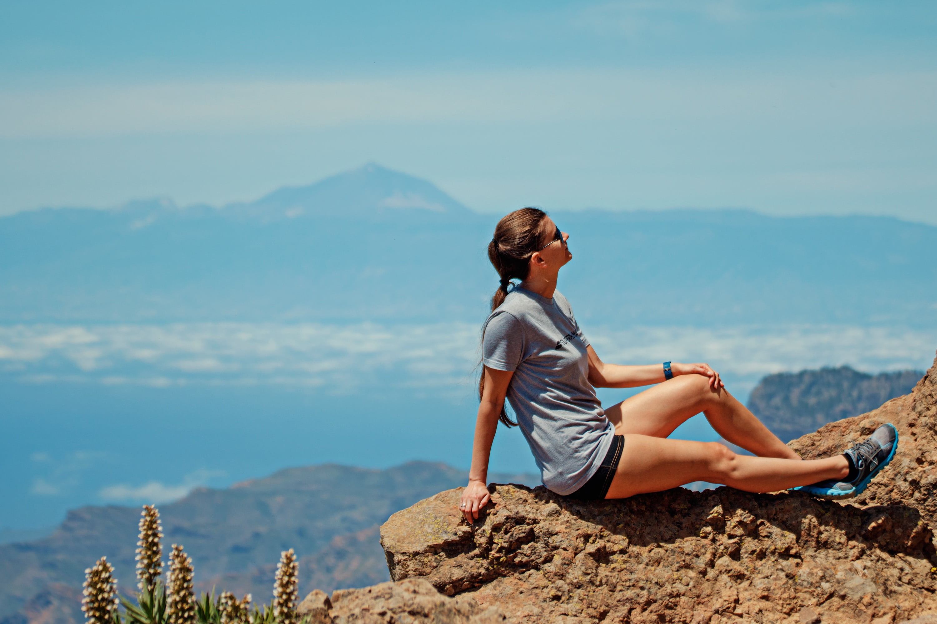 one person, tranquility, nature, outdoors, tranquil scene, full length, solid, day, mountain, holiday, clouds, mountain range, rock, beauty in nature, in the mountains, HD Wallpaper