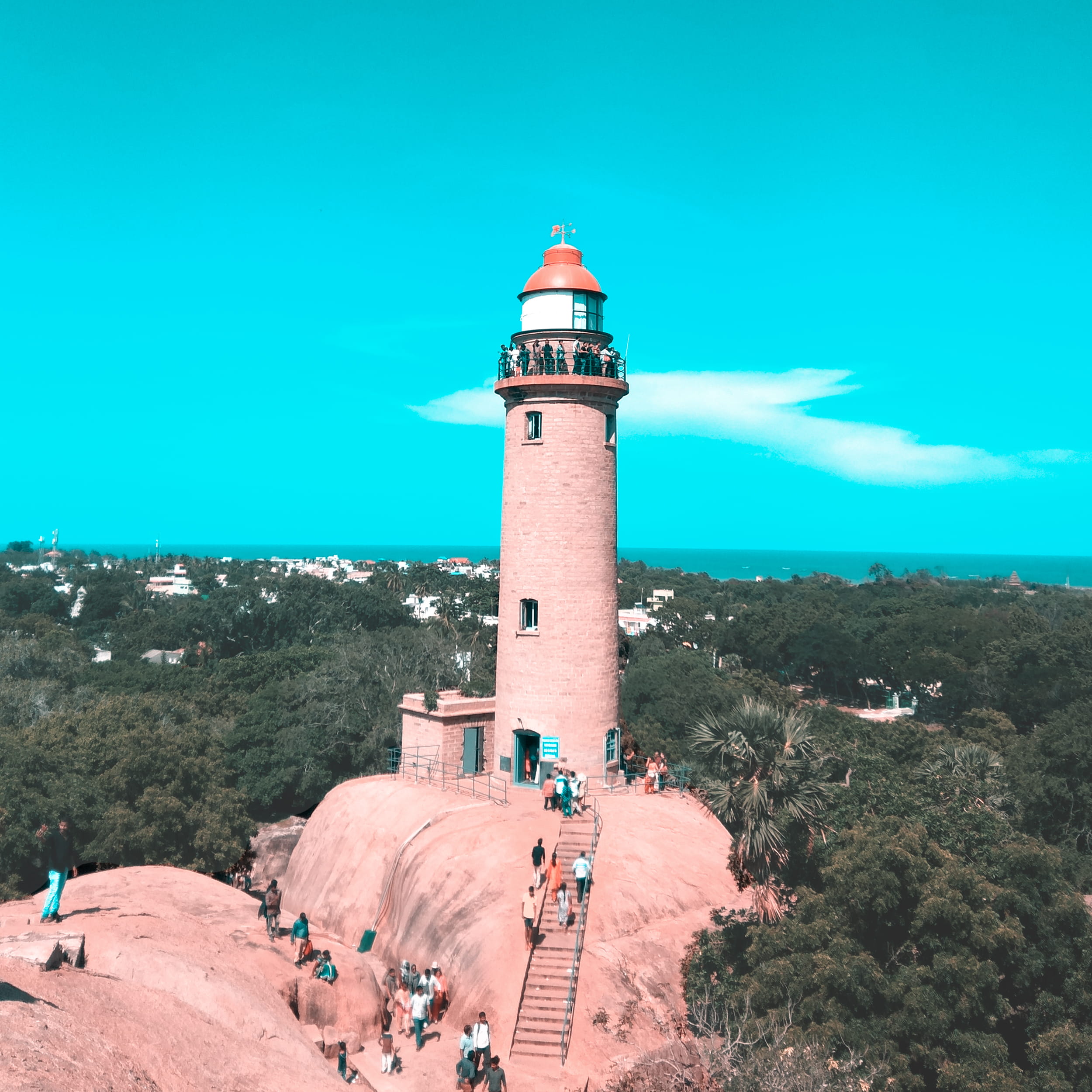 architecture, sky, india, security, street, blue, built structure, sand, beacon, gray, white, incidental people, countryside, mahabalipuram, urban, alley, Phone HD Wallpaper
