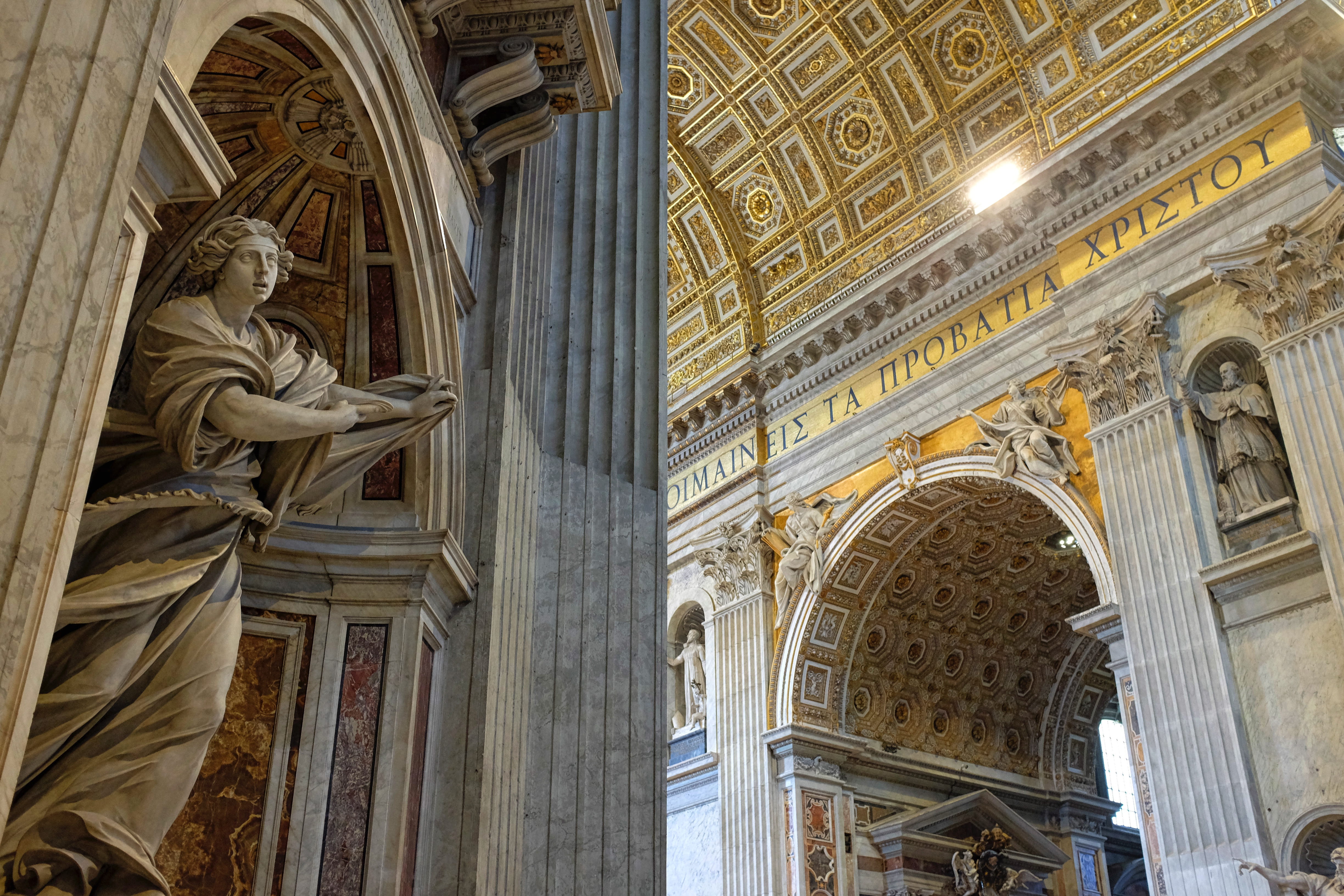 rome, carving - craft product, saints, representation, no people, st peters basilica, vatican, architectural column, history, travel destinations, art and craft, HD Wallpaper