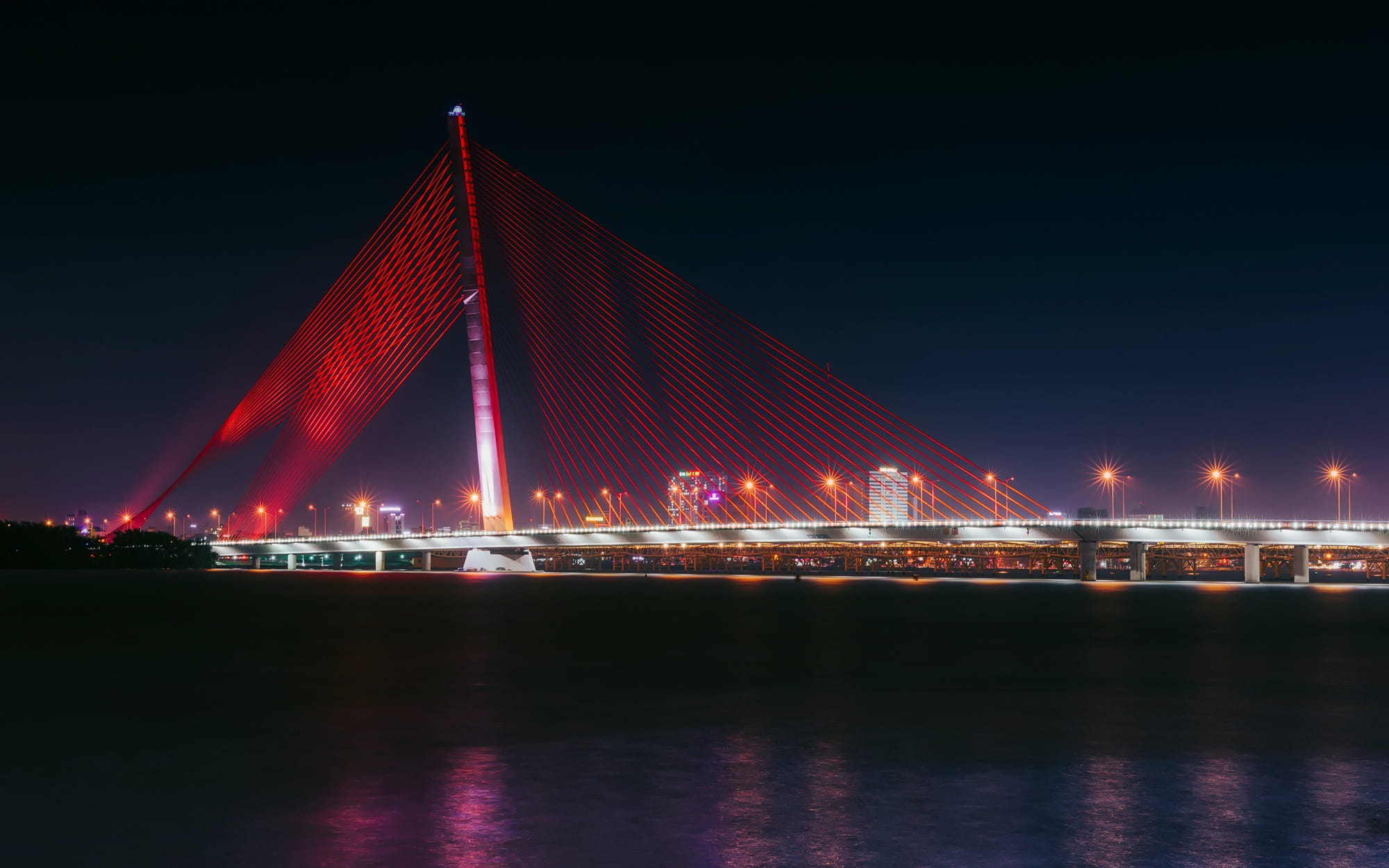City, 1080P, office building exterior, modern, architecture, reflection, built structure, bay, nature, evening, sky, skyscraper, Bridge, illuminated, connection, HD Wallpaper