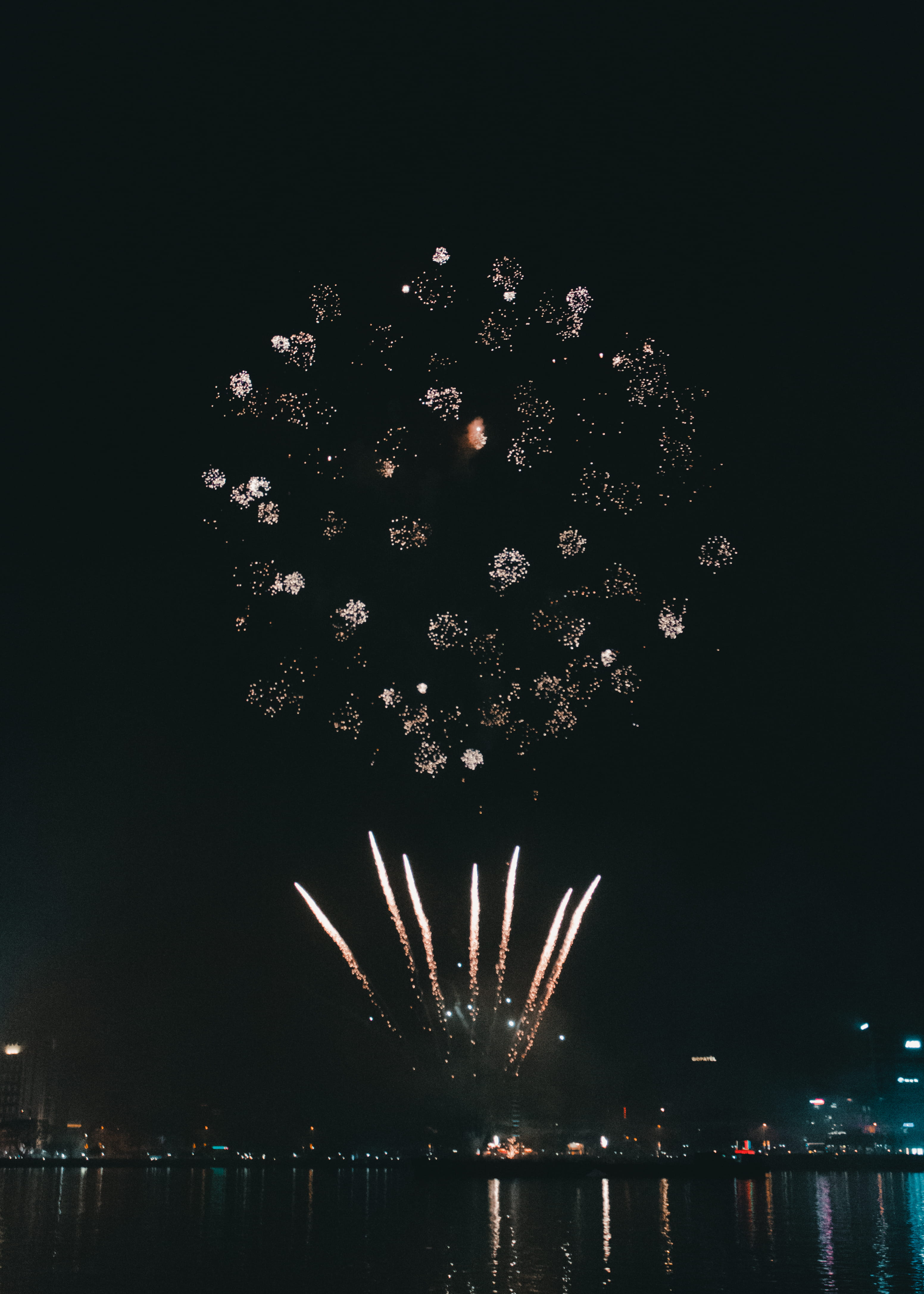 new year, blurred motion, vietnam, firework, sky, happy new year, illuminated, outdoors, city, no people, exploding, built structure, building exterior, Phone HD Wallpaper