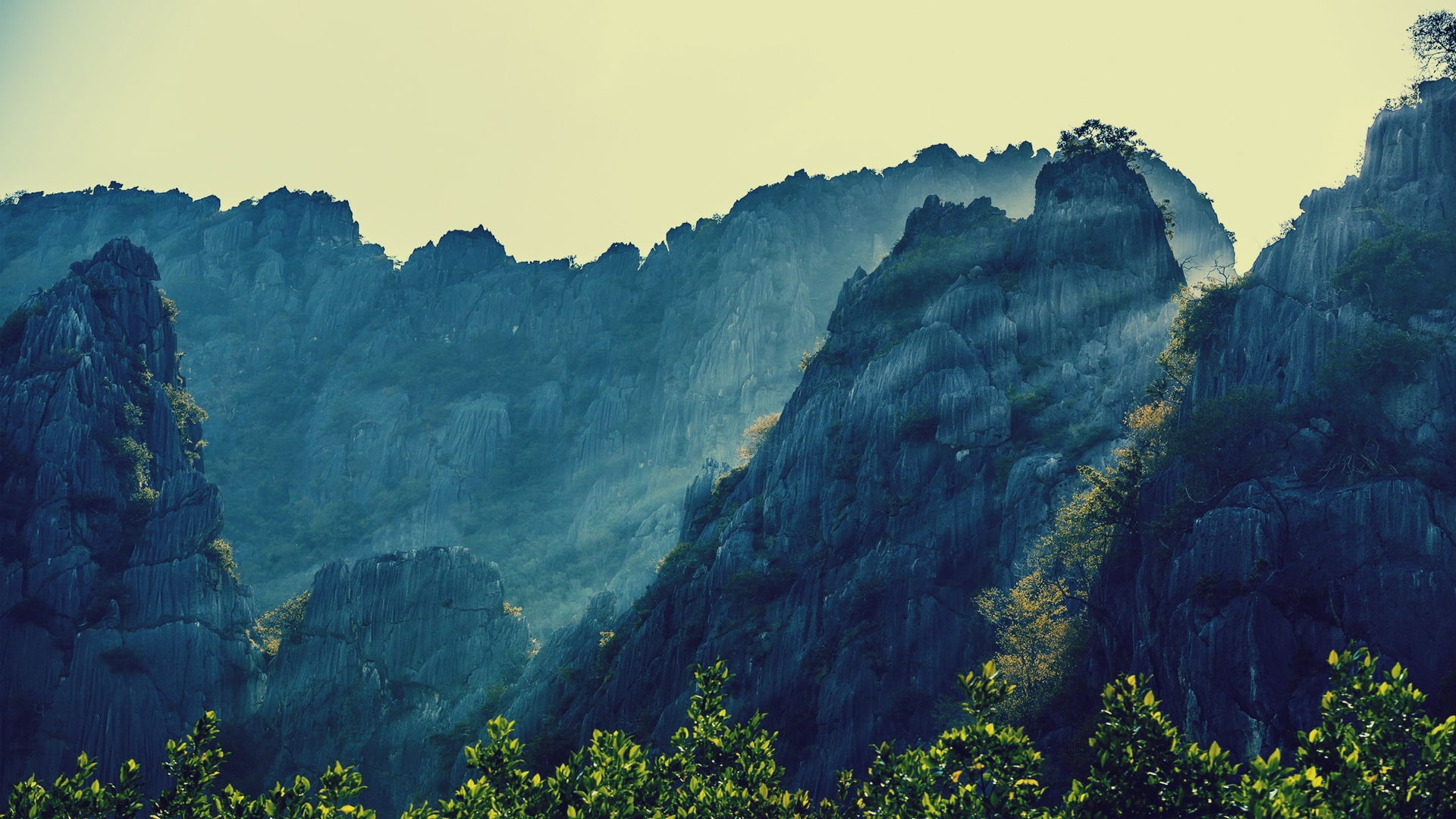 Sunlight, Landscape, mountain, rocky, Thailand, 1080P, Nature, Mountains, Trees, HD Wallpaper