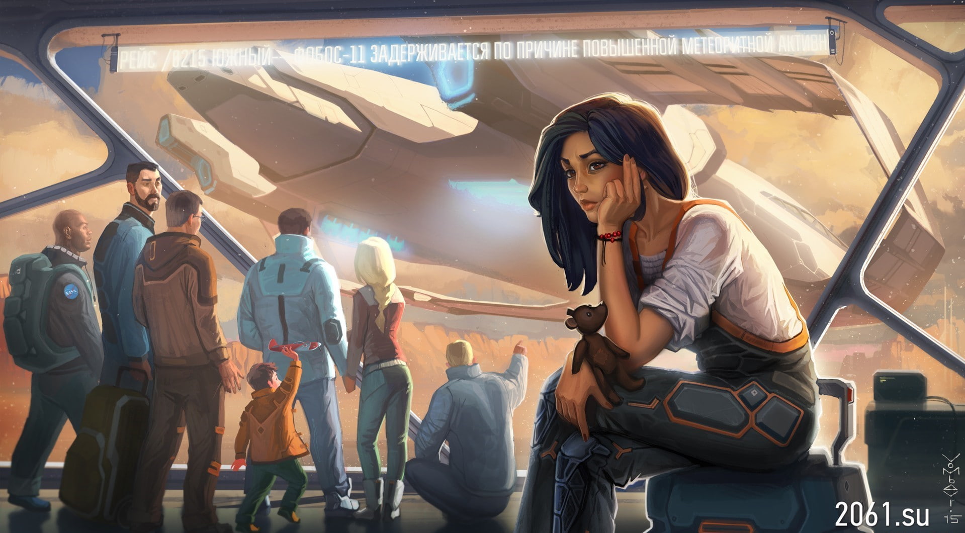NASA, futuristic, 720P, artwork, Cyrillic, HD Wallpaper