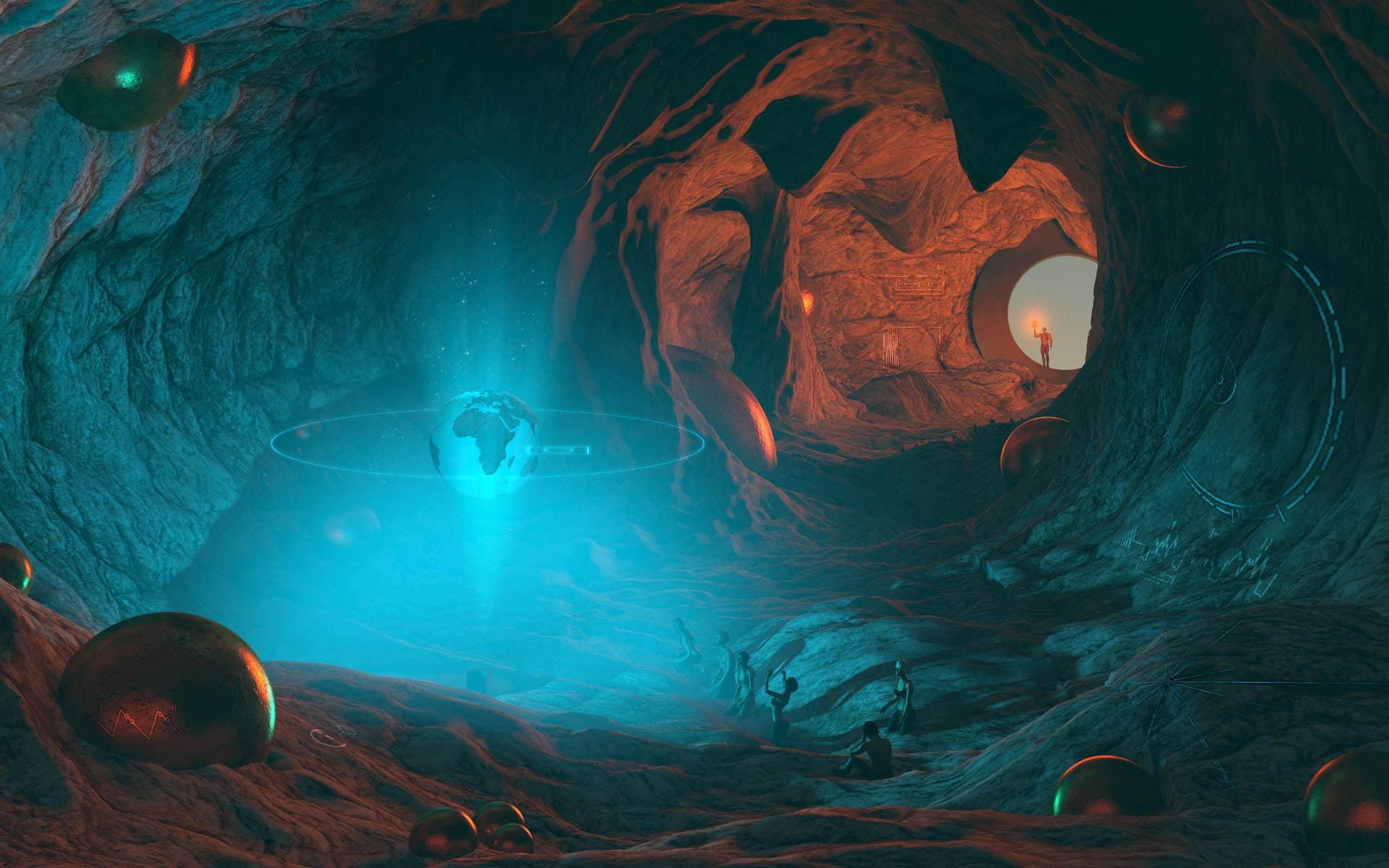 1080P, Temple of Humankind, cave, people, HD Wallpaper