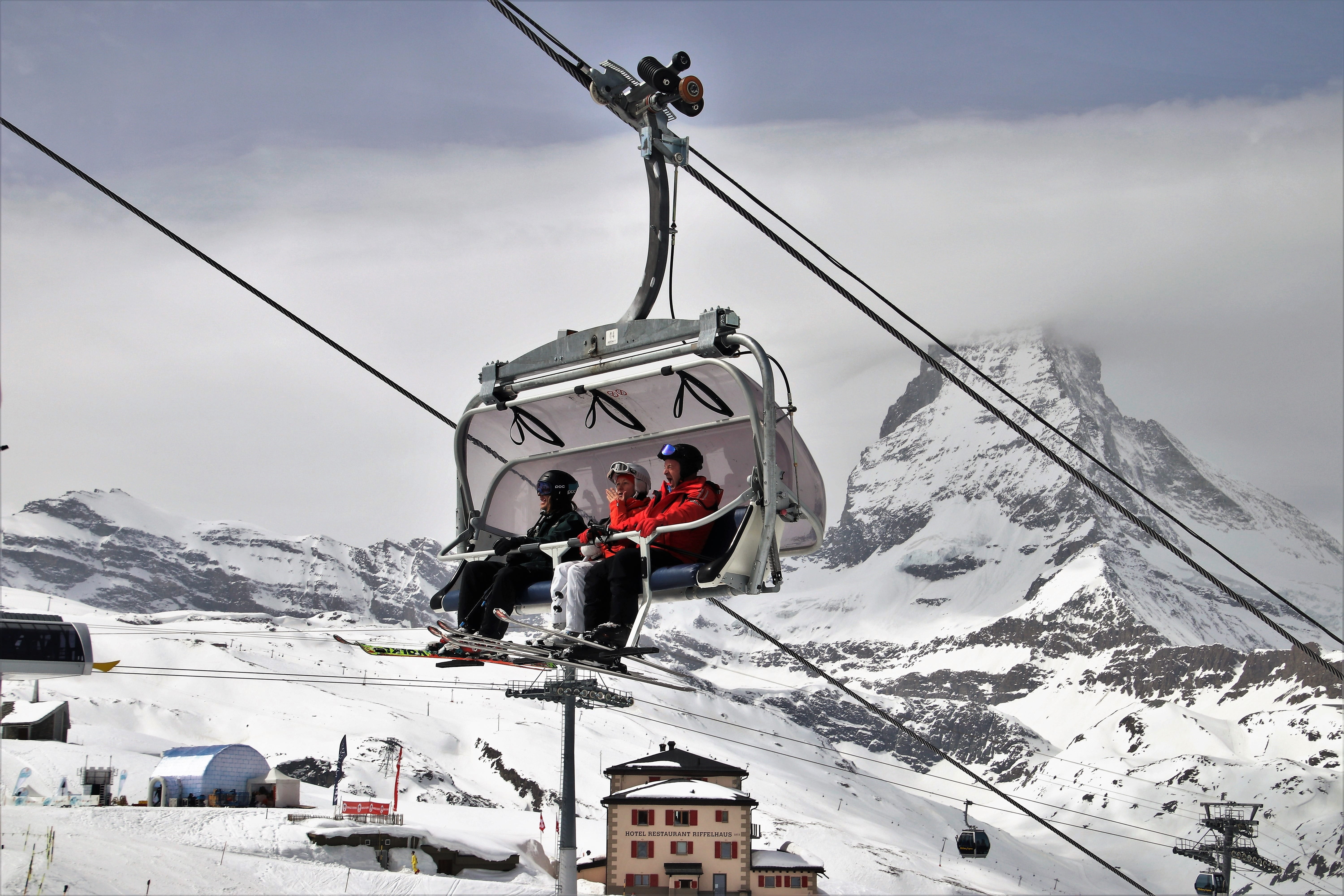 matterhorn, transport, stok, zermatt, sky, elevator, ferie, sunny day, characters, outdoors, winter sports, mountains, at the court of, slope, leisure activity, HD Wallpaper