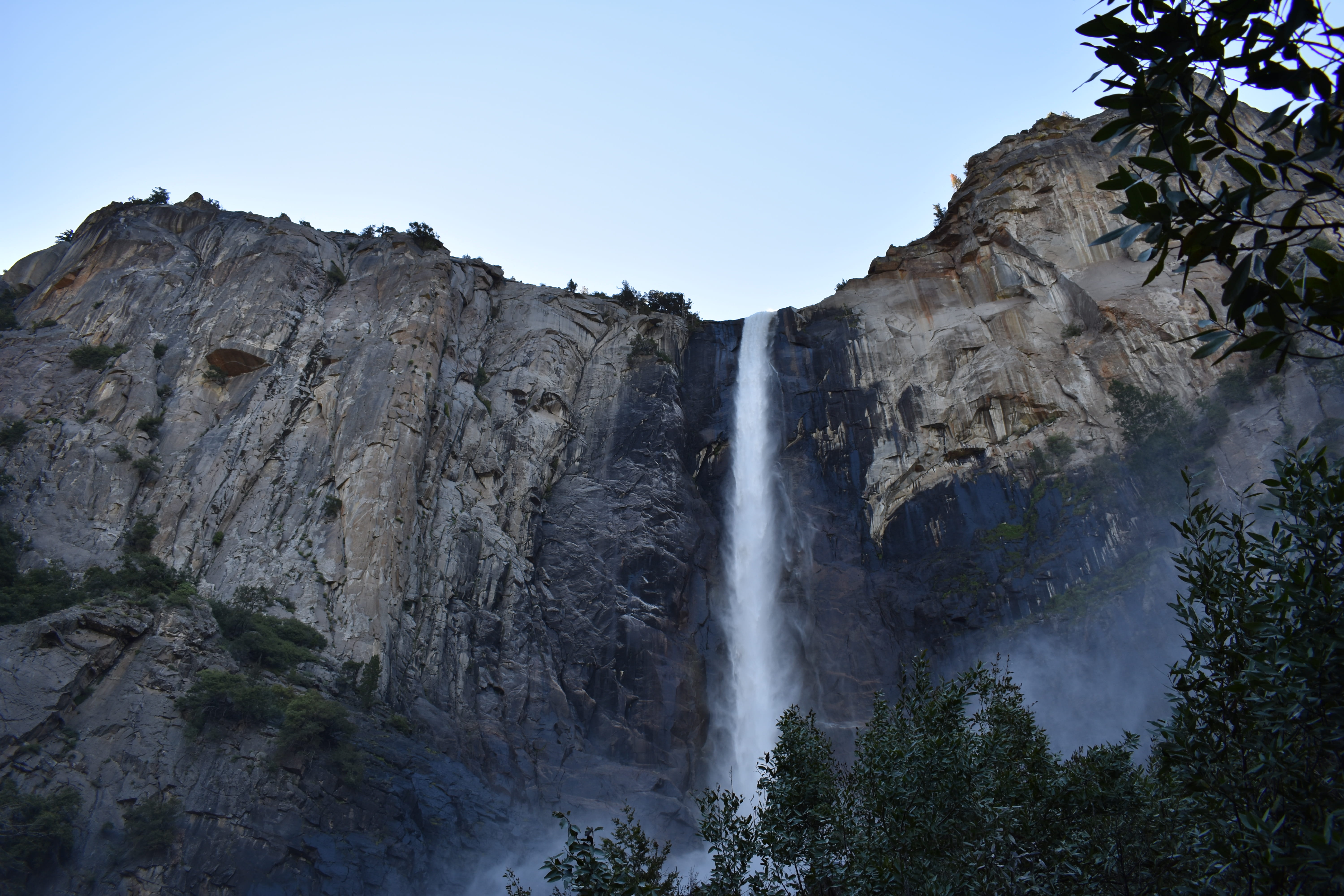 solid, low angle view, 5K, sterling, tree, motion, nature, water, rock, bridalveil falls terrace, united states, rock formation, waterfalls, cliff, formation, HD Wallpaper