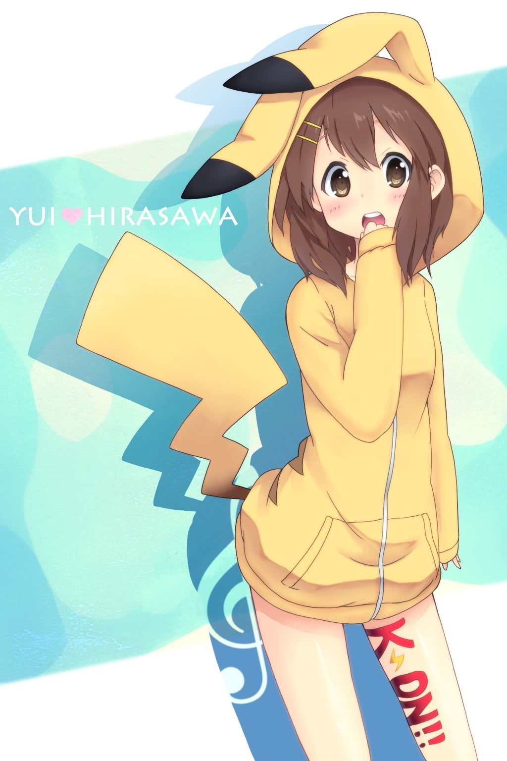 hirasawa, x, 720P, brunettes, kon, pokemon, brown, wallpape, anime, art, hd, eyes, girls, pikachu, yui, crossovers, Phone HD Wallpaper