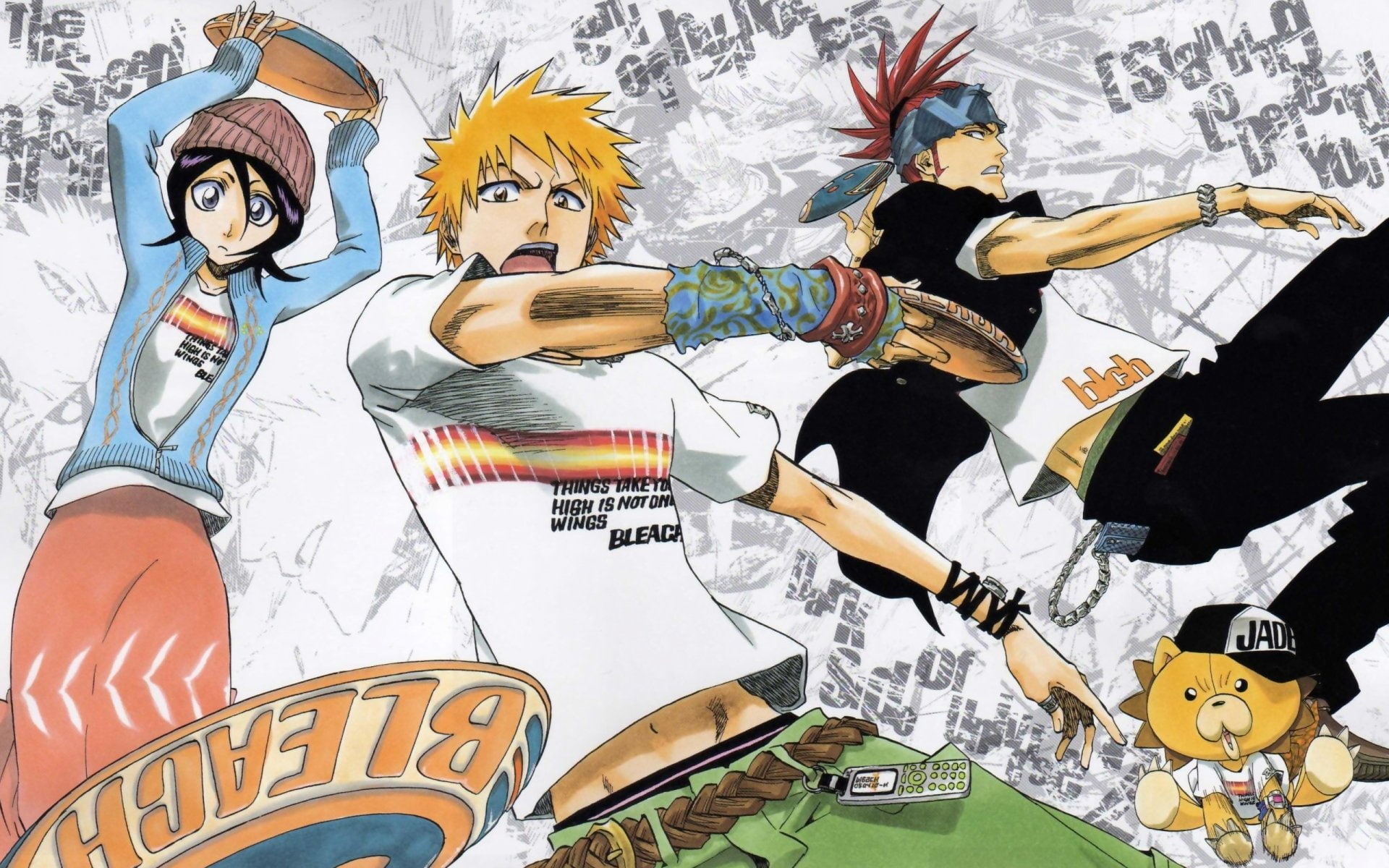 Rukia Kuchiki, 1080P, Ichigo Kurosaki, Renji Abarai, Kon (Bleach), Bleach, HD Wallpaper