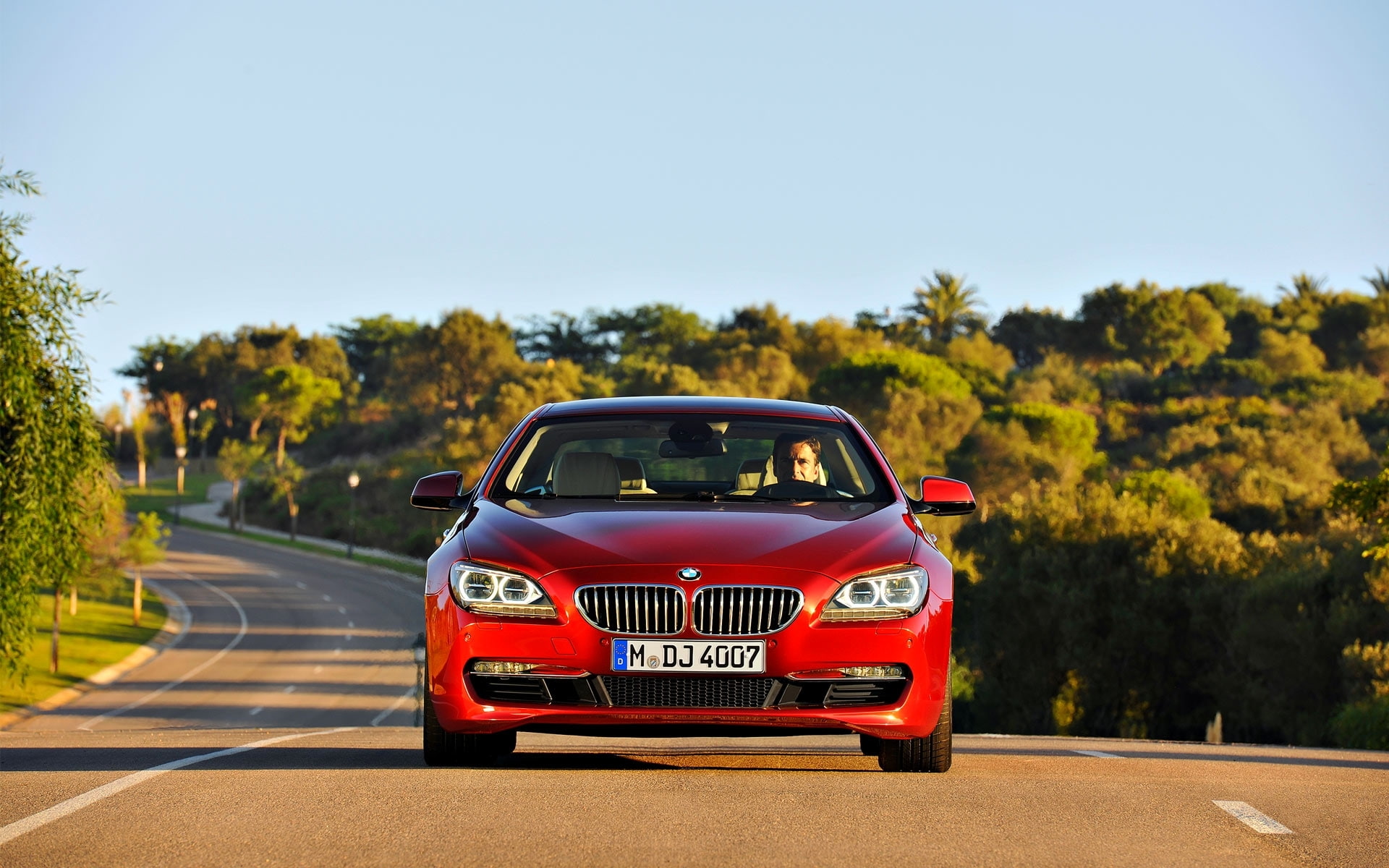Grille, Asphalt, Red, 1080P, 6 Series, Day, The hood, BMW, The front, Road, HD Wallpaper