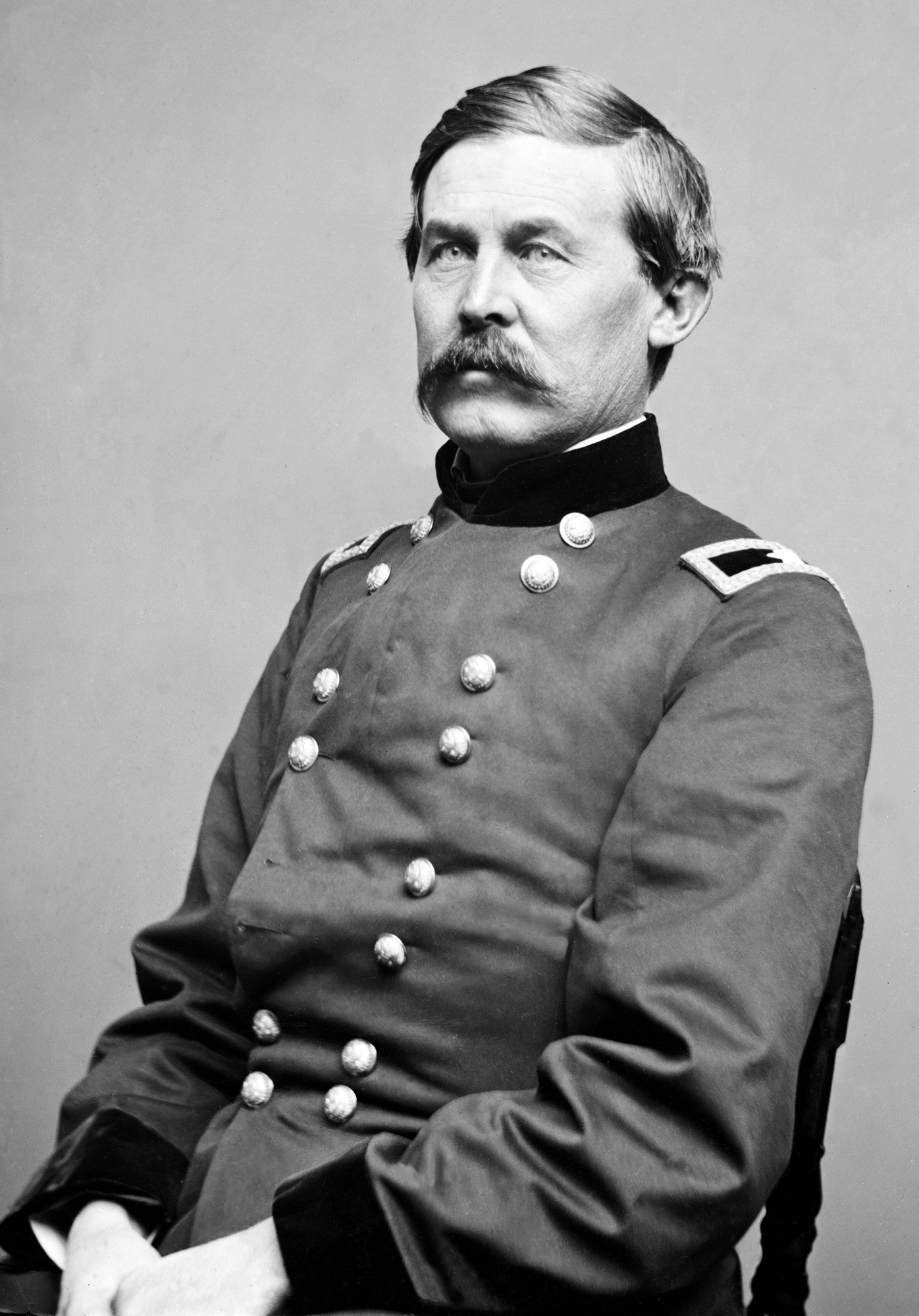 chief of cavalry, wall - building feature, held high ground, union cavalry officer, looking at camera, first shots, civil war, gettysburg, indoors, major general, Phone HD Wallpaper