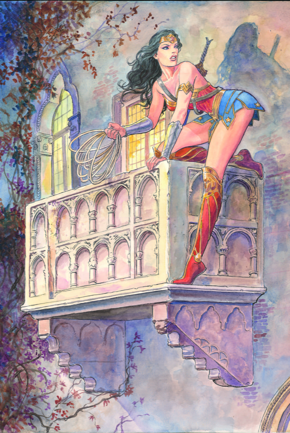 fantasy art, artwork, comics, costumes, superhero, Wonder Woman, comic art, 720P, Milo Manara, DC Comics, Phone HD Wallpaper