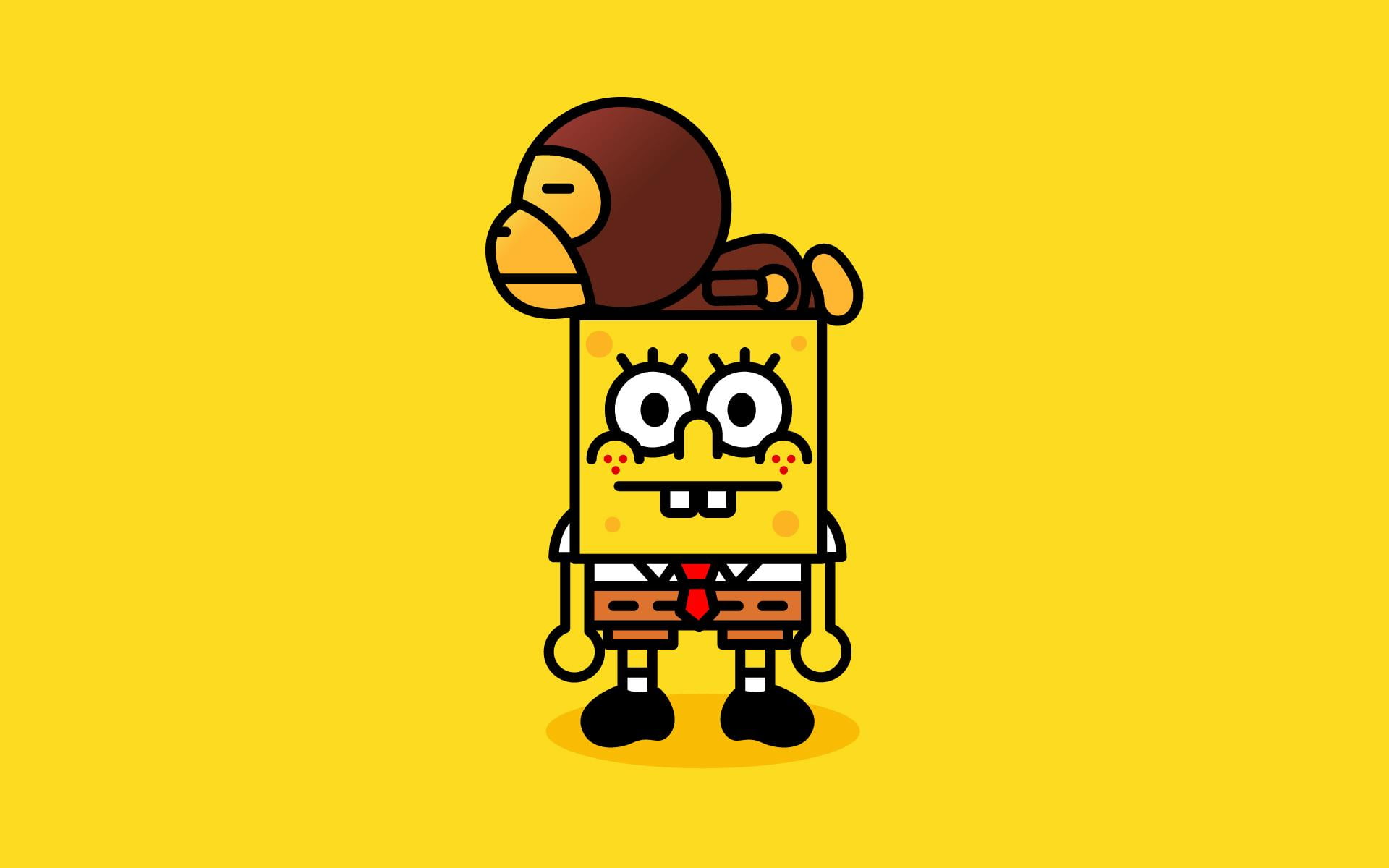 squarepants, emotion, care, 1080P, yellow, baby, close-up, robot, copy space, milo, studio shot, indoors, creativity, body part, fun, spongebob, humor, HD Wallpaper