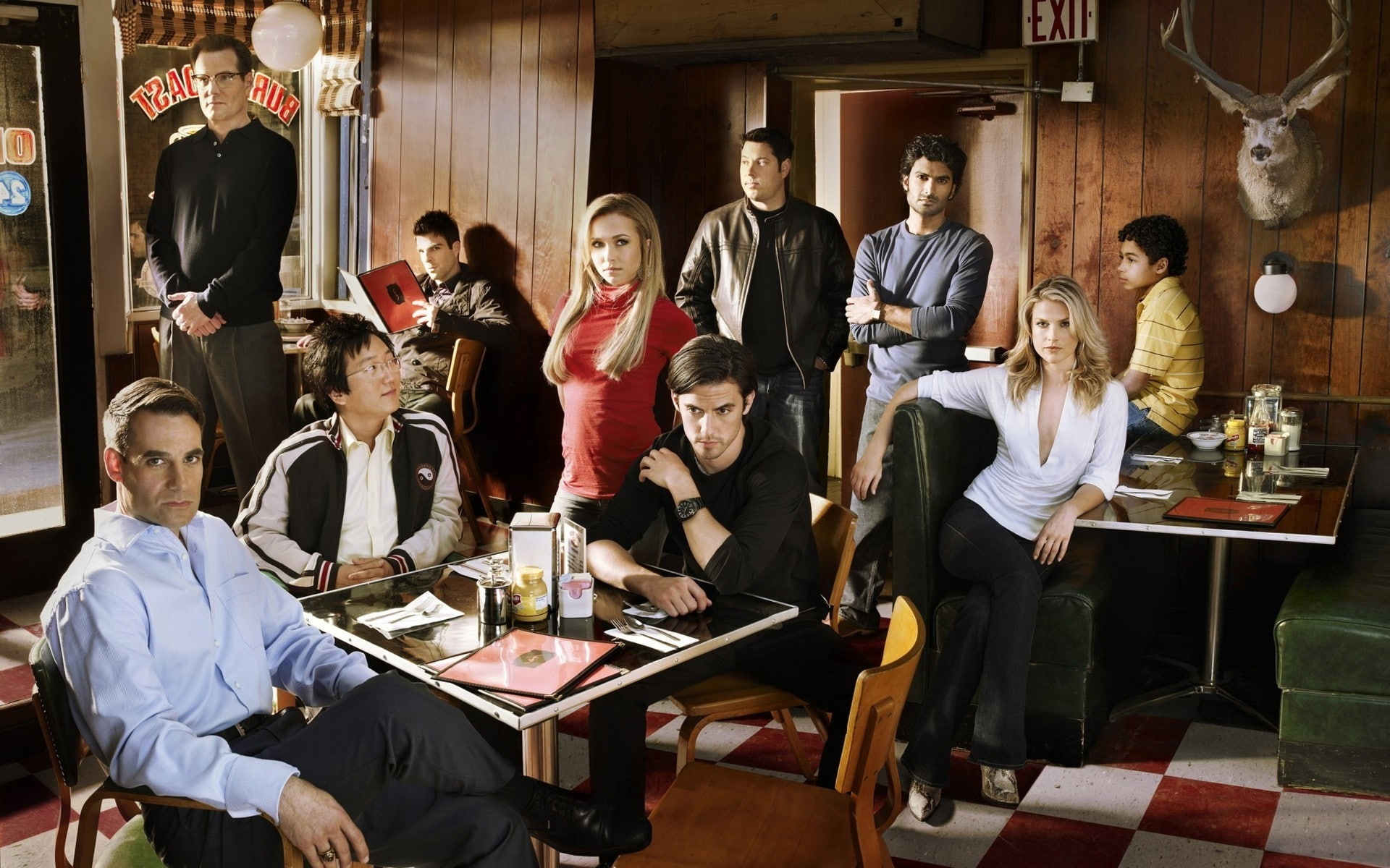 s, black, Milo Ventimiglia, Jack Coleman, Hayden Panettiere, sweater, 1080P, heroes, men, friends, HD Wallpaper