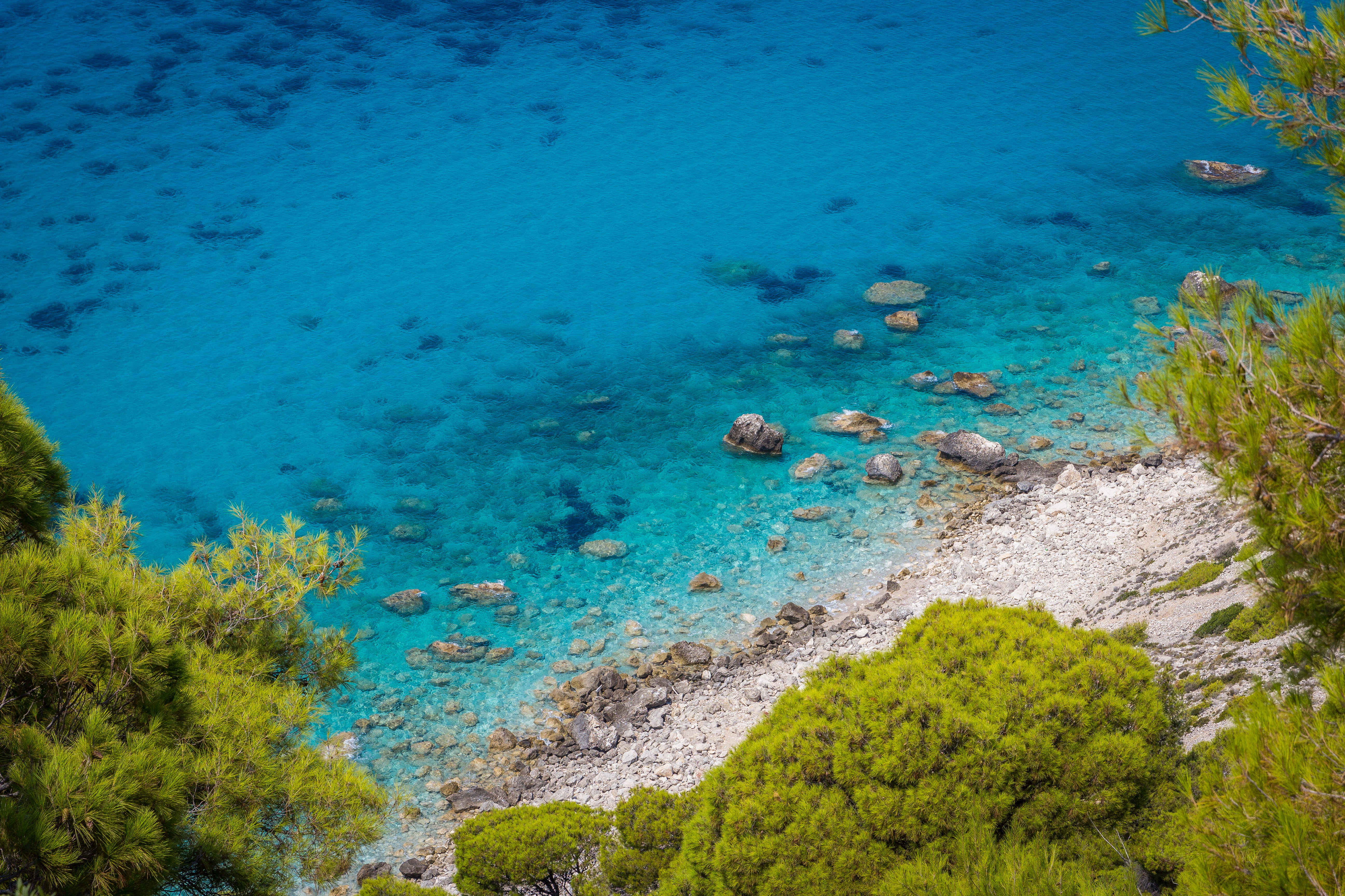 nature, 5K, shoreline, shore, aerial view, tranquil scene, outdoors, reef, beauty in nature, water, blue, tranquility, high angle view, beach, sea, coral, HD Wallpaper