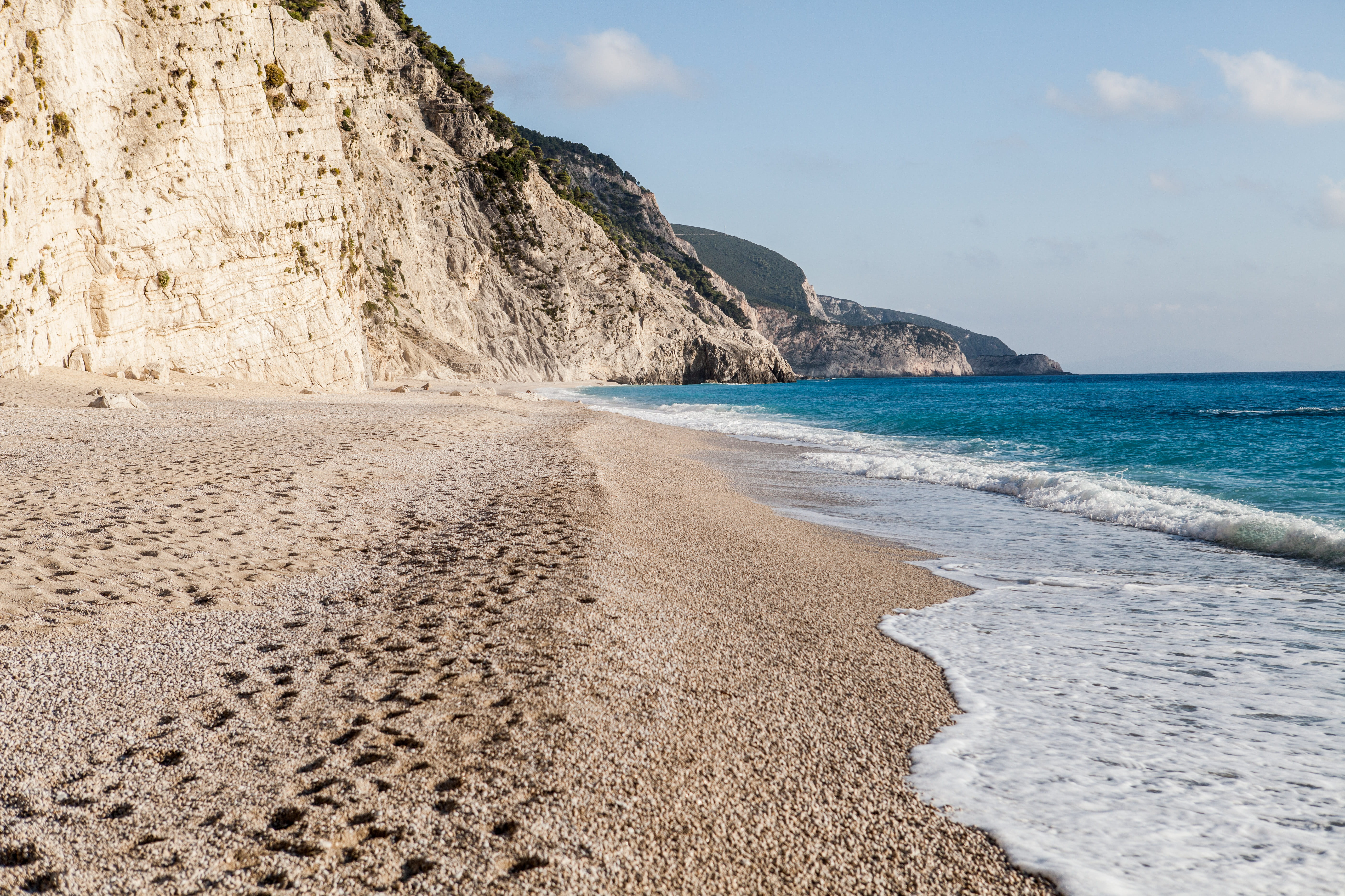 lefkas, tranquil scene, 5K, solid, bay, tropical island, horizon, nature, beach, water, colour, landscapes, egremni, no people, photographer, sea, rock, HD Wallpaper