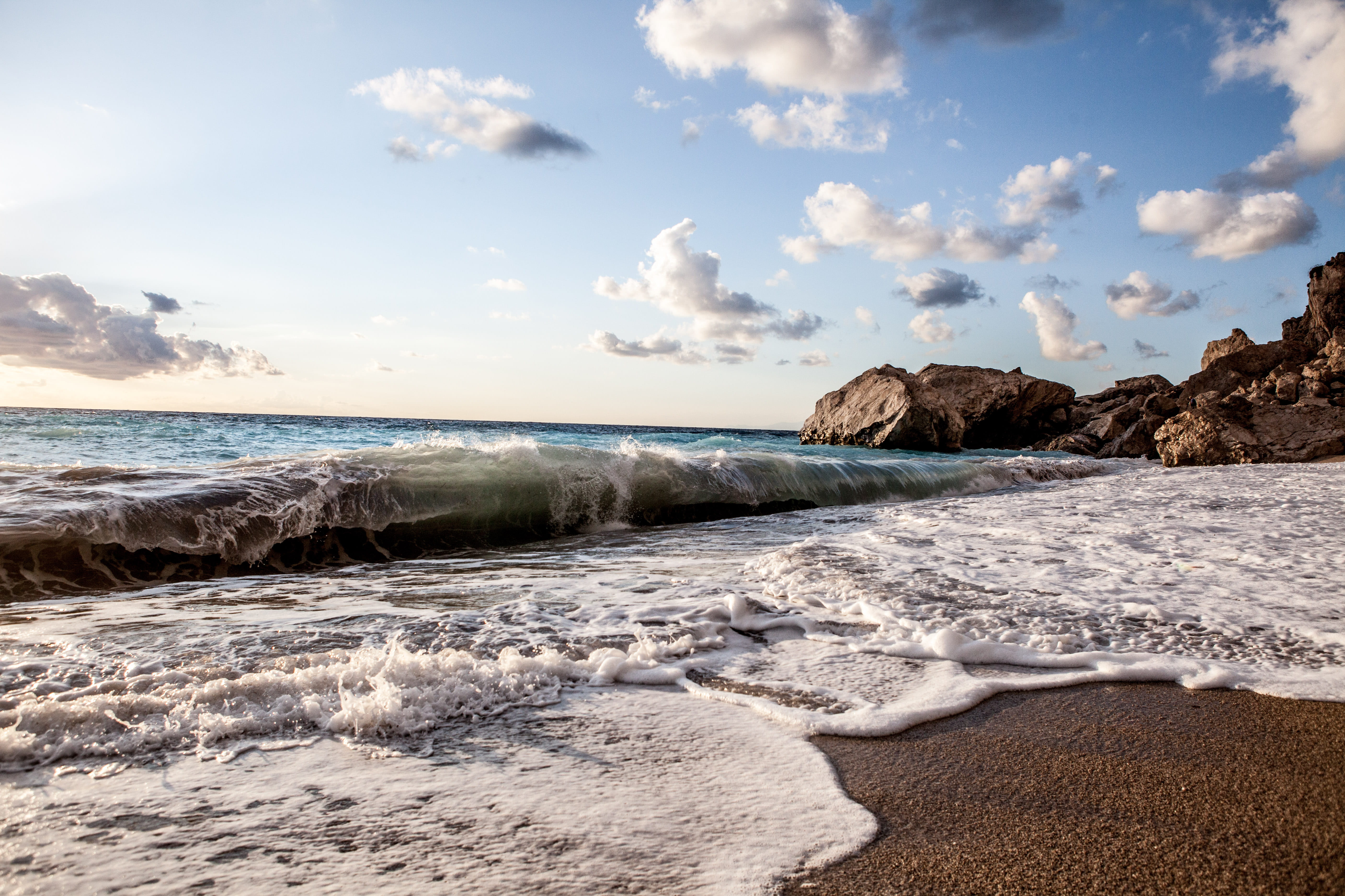 nature, 5K, hd, fresh air, sea, beauty in nature, tropical islands, greece, lefkada, wave, motion, horizon, dom, rock, scenics - nature, lefkas, surfing, HD Wallpaper