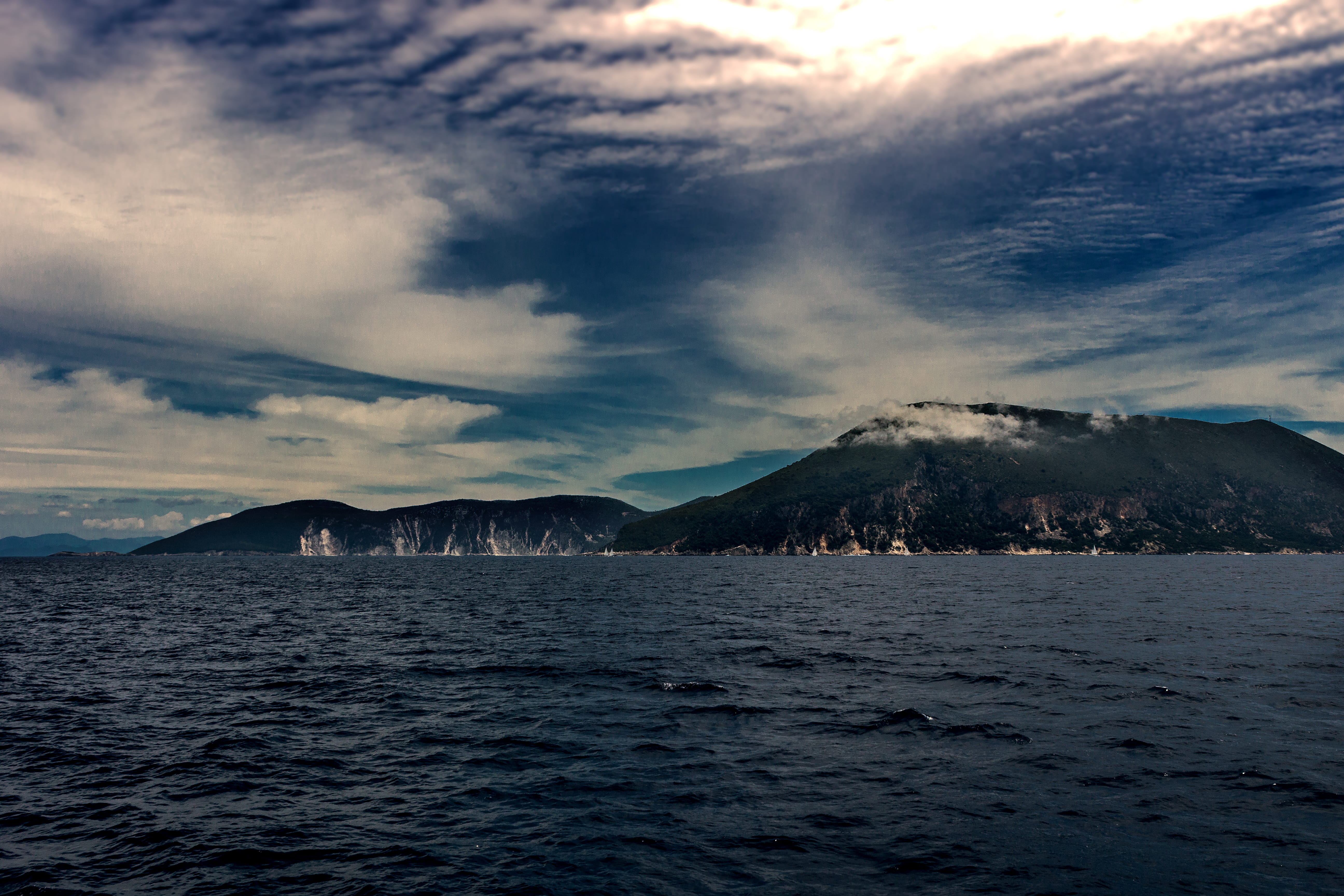 environment, sky, nature, cold temperature, mountain, cloud - sky, tranquil scene, wave, mountain range, no people, outdoors, beauty in nature, snow, lefkada, HD Wallpaper