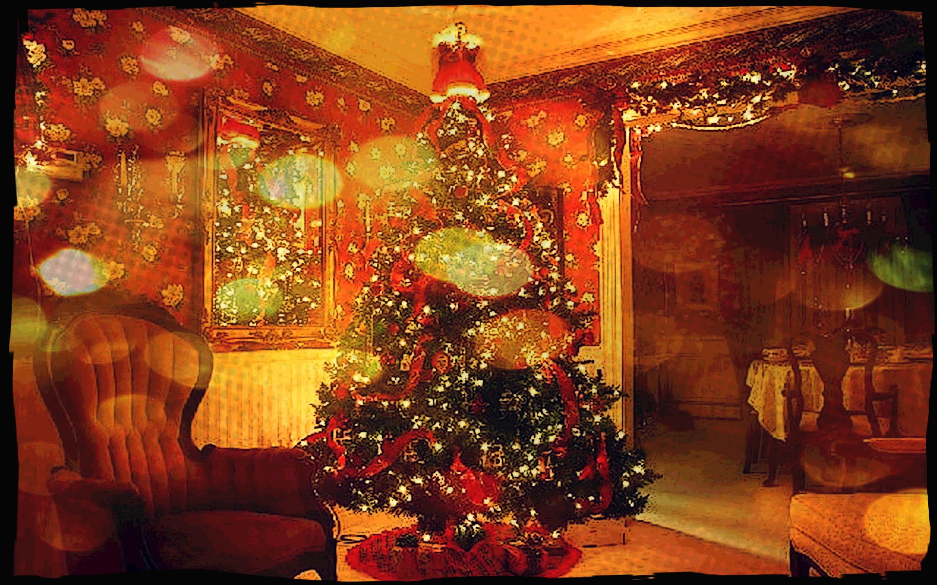 lights, tree, Christmas, religion, illuminated, home interior, holiday - event, decoration, celebration, holiday, atmosphere, 1080P, indoors, christmas decoration, HD Wallpaper