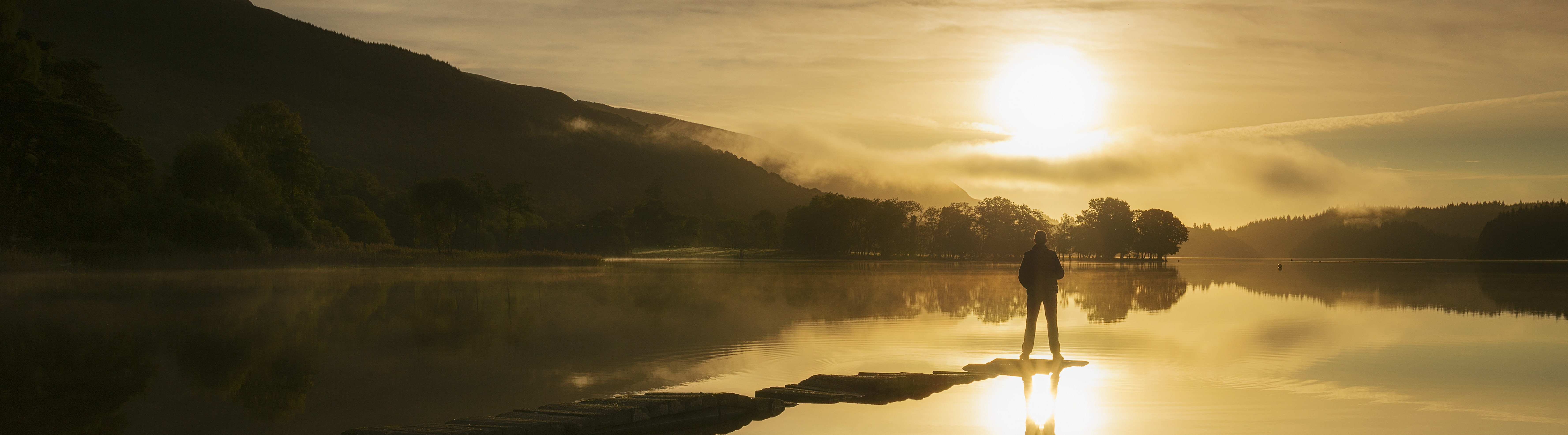 Scene, National, sun, canon6d, sky, trossachs, Panoramic, panorama, Lakes, Reflections, Lake, non-urban scene, silhouette, 5K, kinlochard, Travel, sunbeam, HD Wallpaper