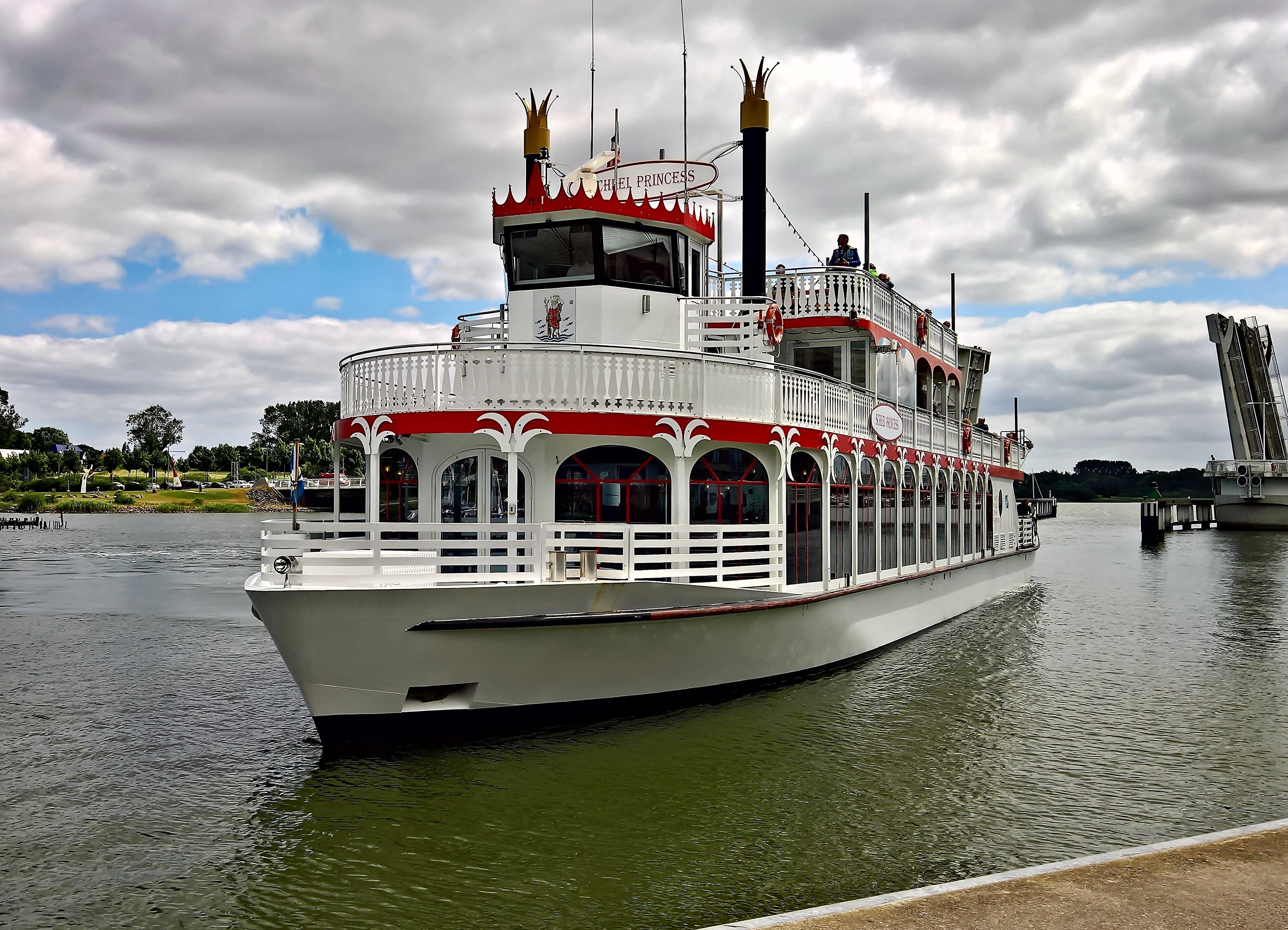 schlei, cruise ship, travel destinations, landscape, passenger craft, water, worth a visit, day, kappeln, flag, sky, near, luxury, baltic sea fjord, schlei trips, HD Wallpaper
