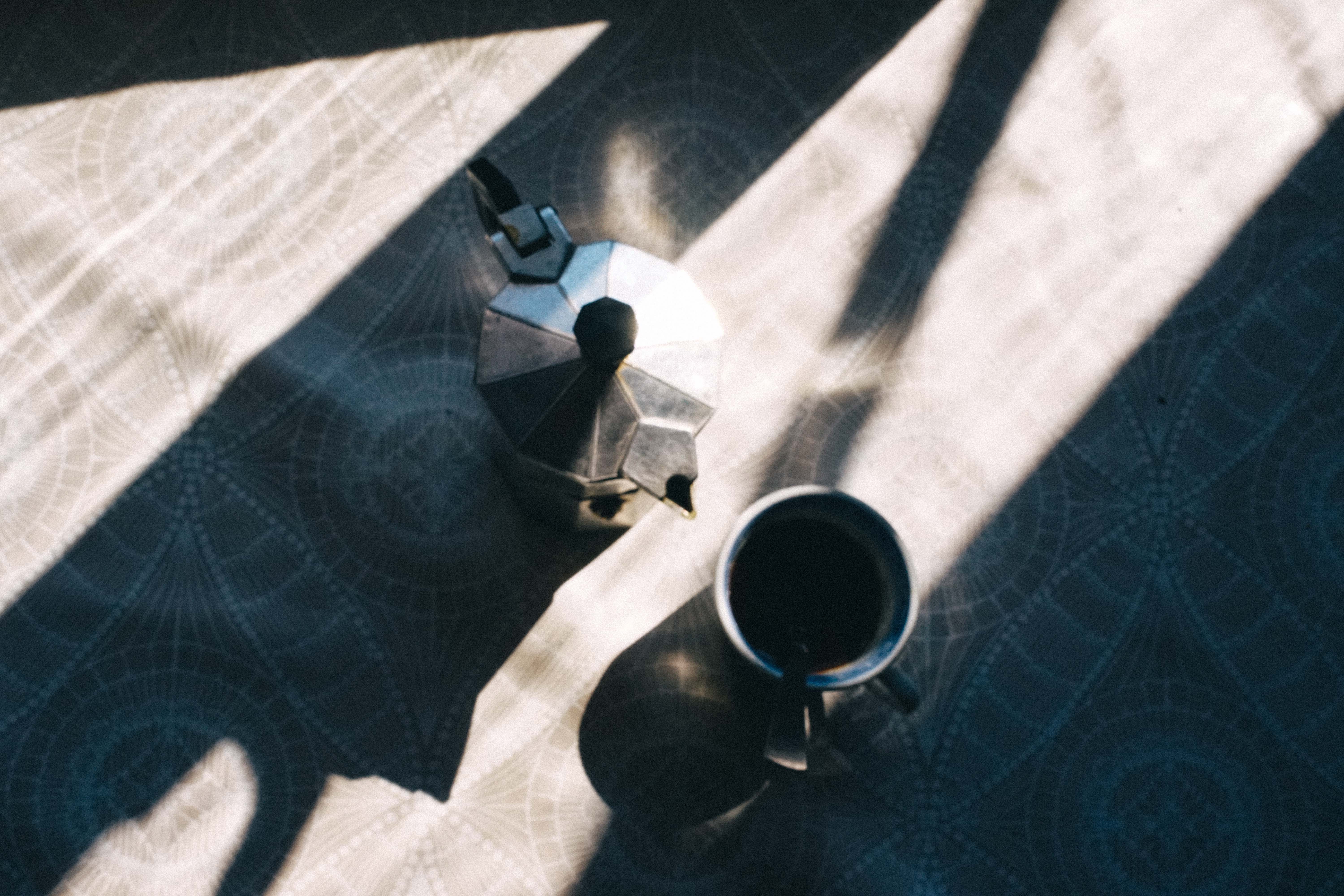 human hand, coffee, day, one person, 5K, stainless, mug, pot, refreshment, coffee cup, hot, food and drink, cup, steel, beside, shadow, indoors, table, HD Wallpaper