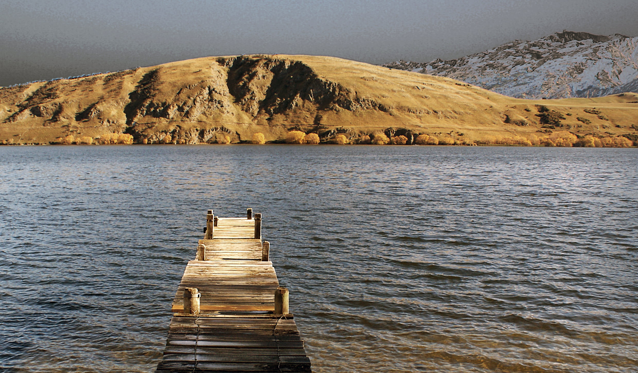 near, scenics, otago, Public Domain, brown, hayes, geo tagged, Lake Hayes, brown hill, Dedication, summer, pier, New Zealand, a300, dock, mountain, scenery, HD Wallpaper