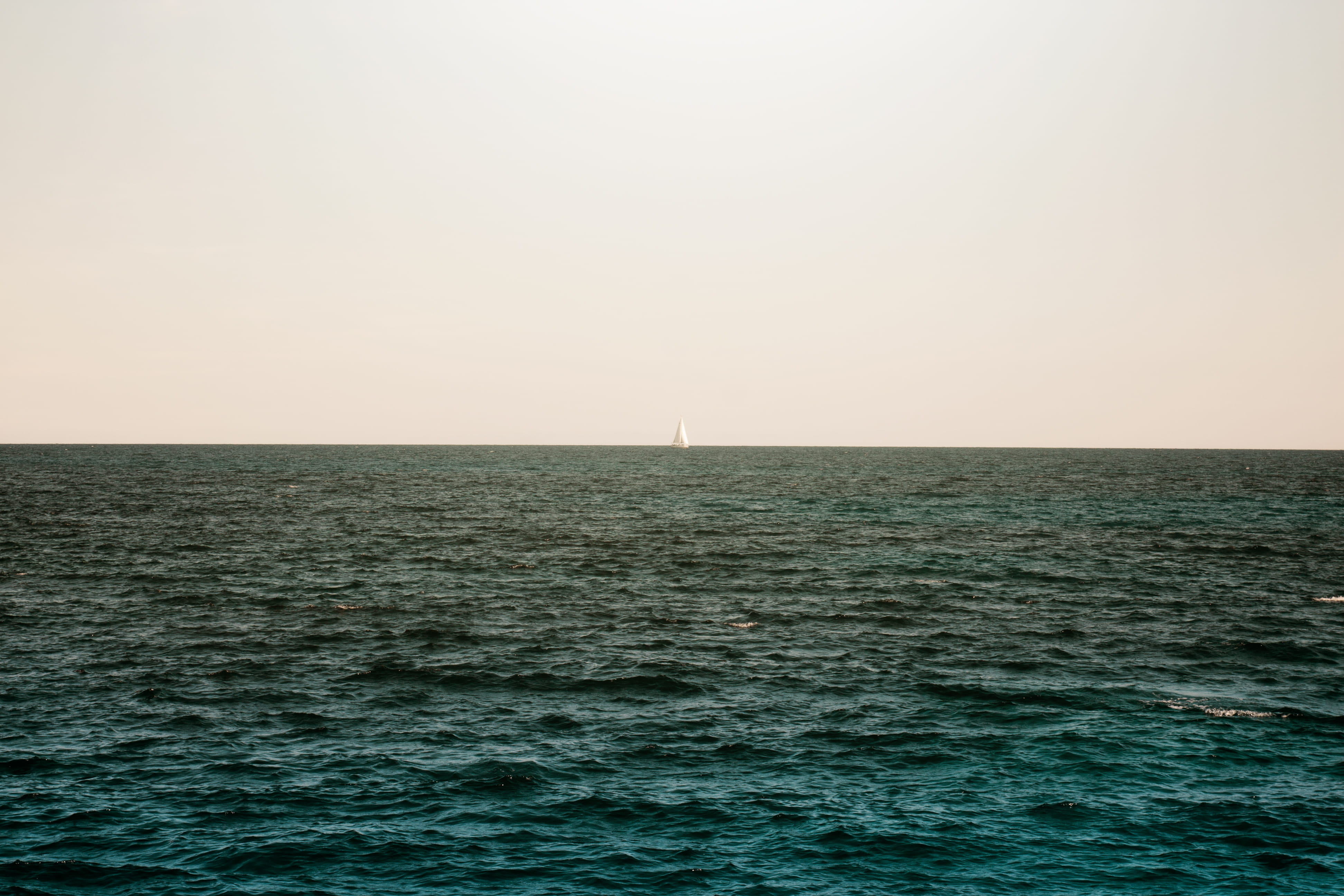 waterfront, nature, blue, spain, tranquility, seascape, landscape, clear sky, tranquil scene, sea, scenics - nature, idyllic, sailboat, minimalism, HD Wallpaper